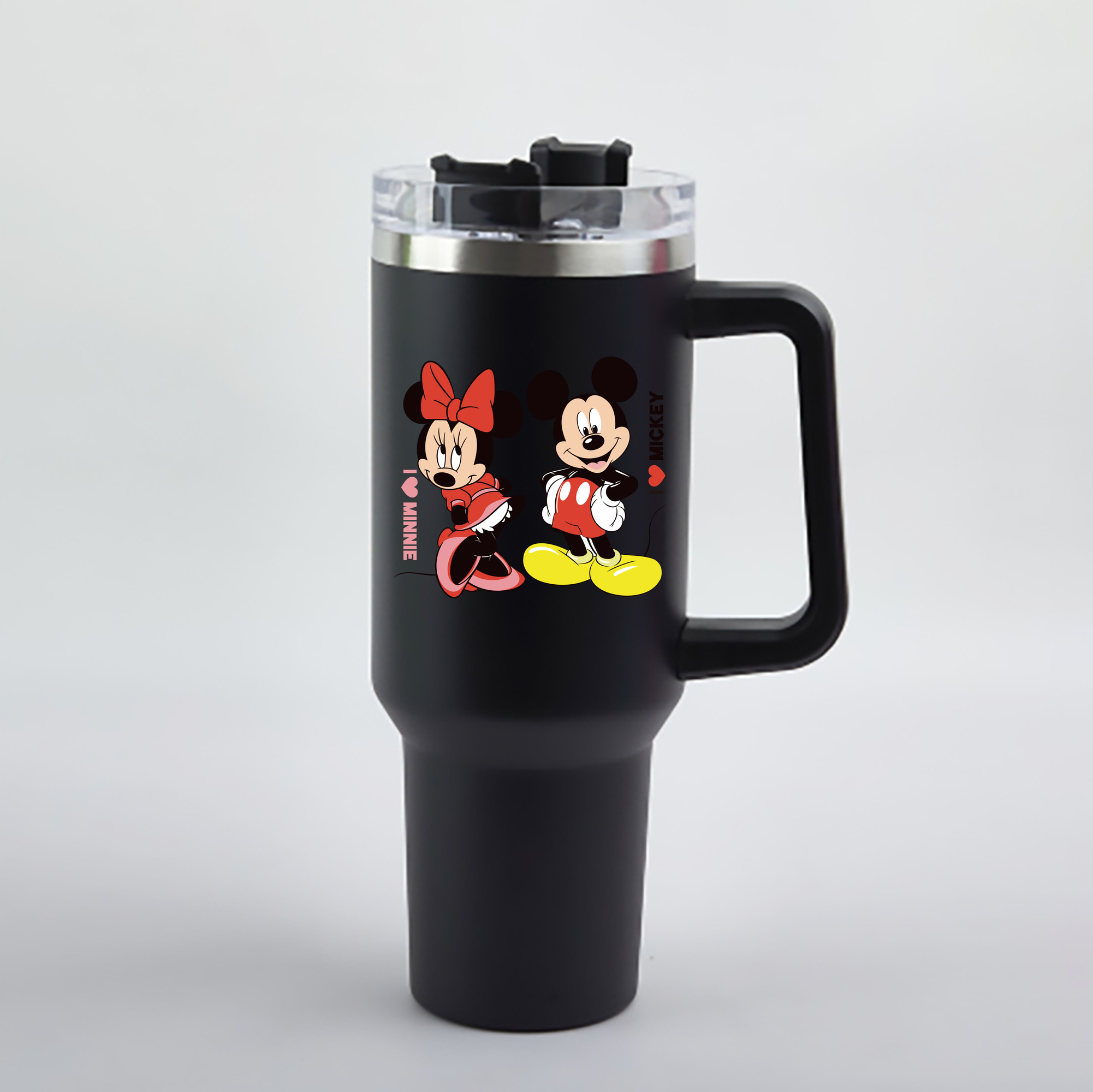 （画像用） ミッキーマウス Mickey Mouse 1200mL車用タンブラー - クリスタルステッカー（プラスチックストロー付き）