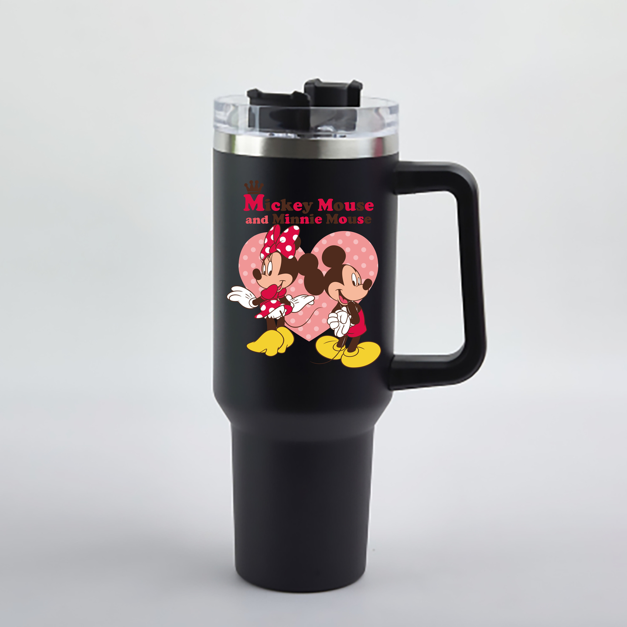 （画像用） ミッキーマウス Mickey Mouse 1200mL車用タンブラー - クリスタルステッカー（プラスチックストロー付き）