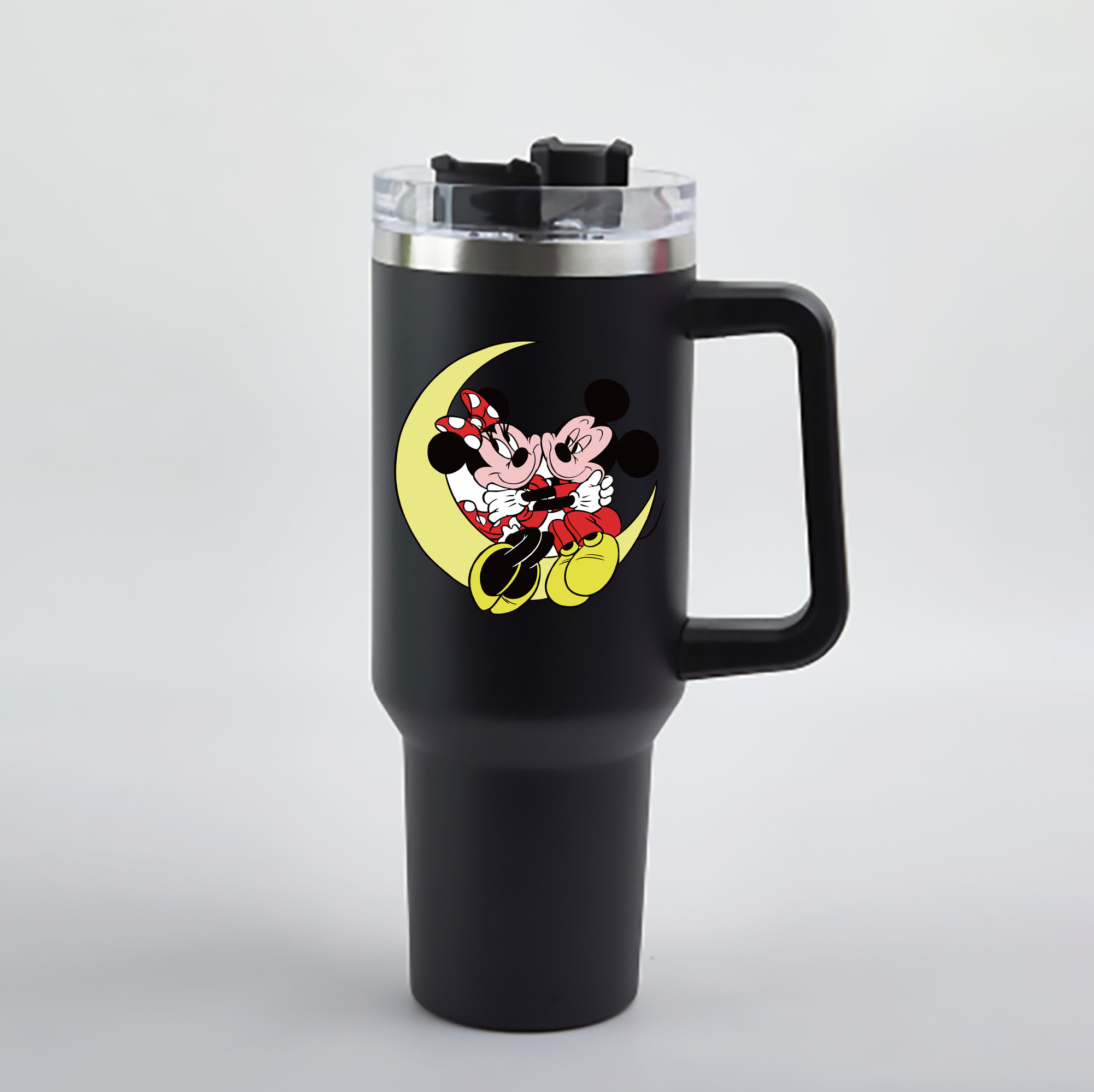 （画像用） ミッキーマウス Mickey Mouse 1200mL車用タンブラー - クリスタルステッカー（プラスチックストロー付き）