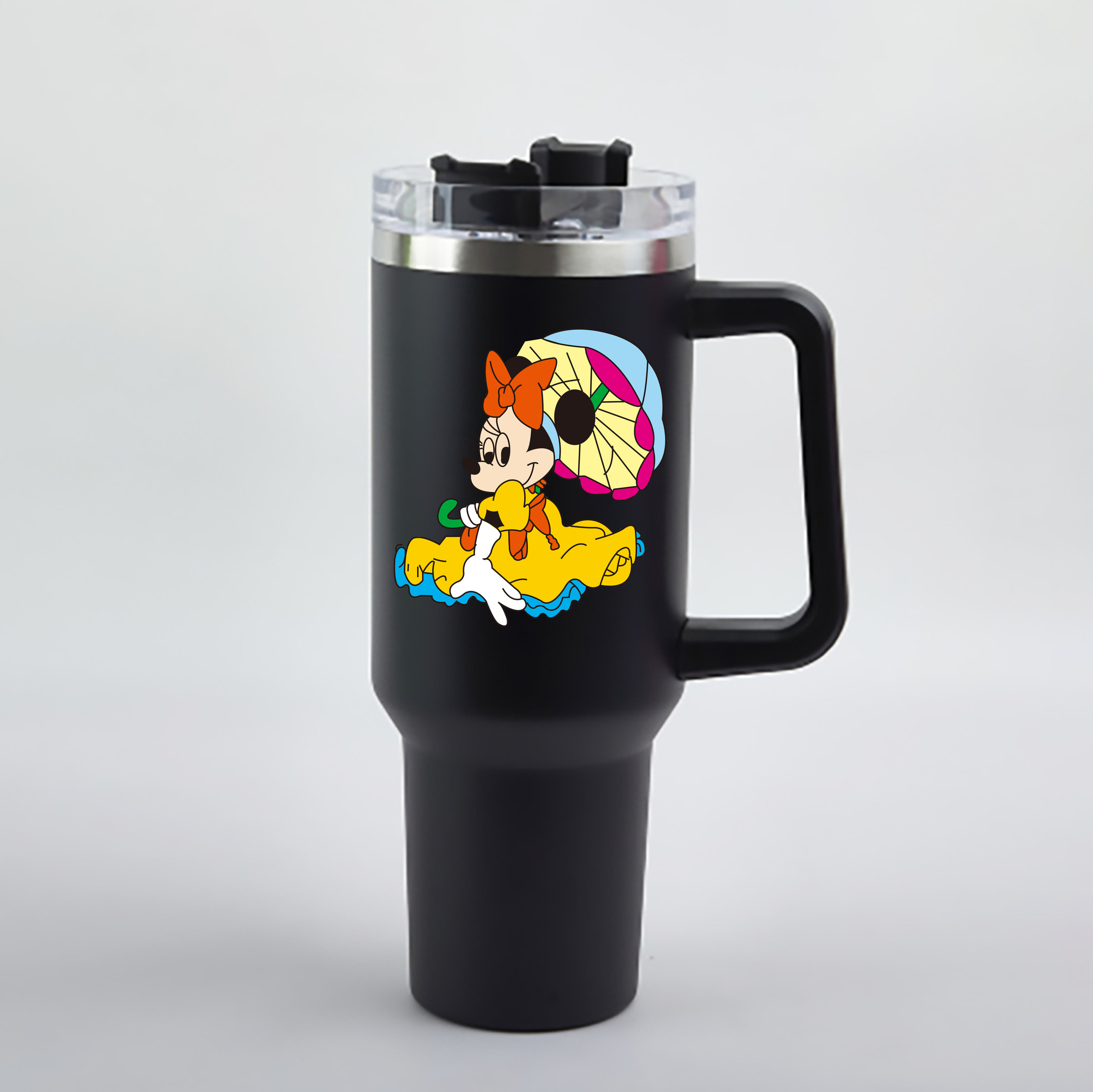ミッキーマウス Mickey Mouse 1200mL車用タンブラー - クリスタルステッカー（プラスチックストロー付き）