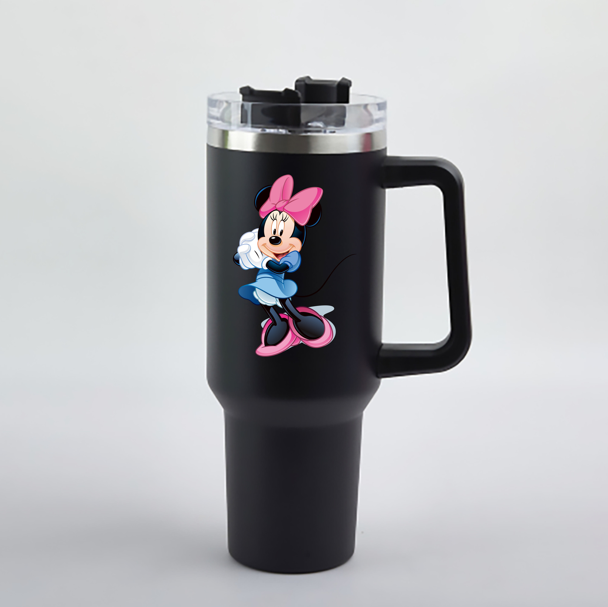 （画像用） ミッキーマウス Mickey Mouse 1200mL車用タンブラー - クリスタルステッカー（プラスチックストロー付き）