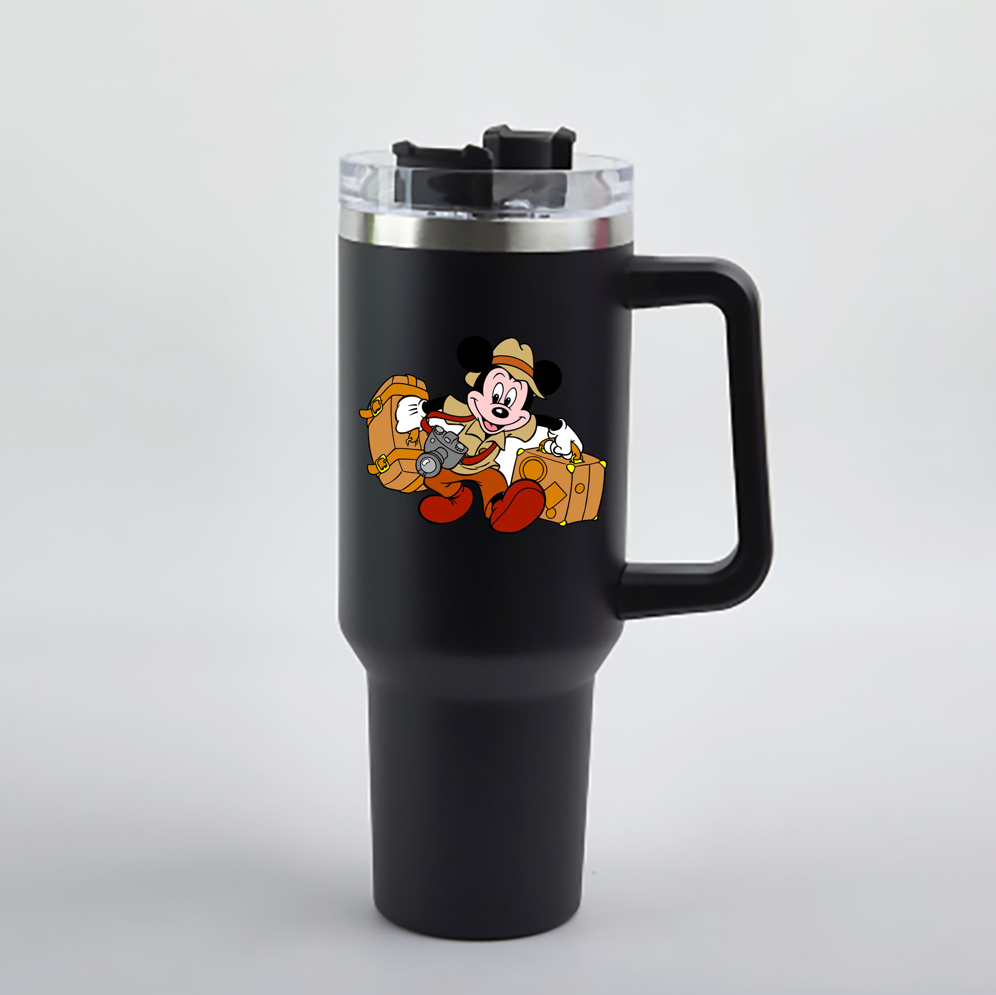 （画像用） ミッキーマウス Mickey Mouse 1200mL車用タンブラー - クリスタルステッカー（プラスチックストロー付き）