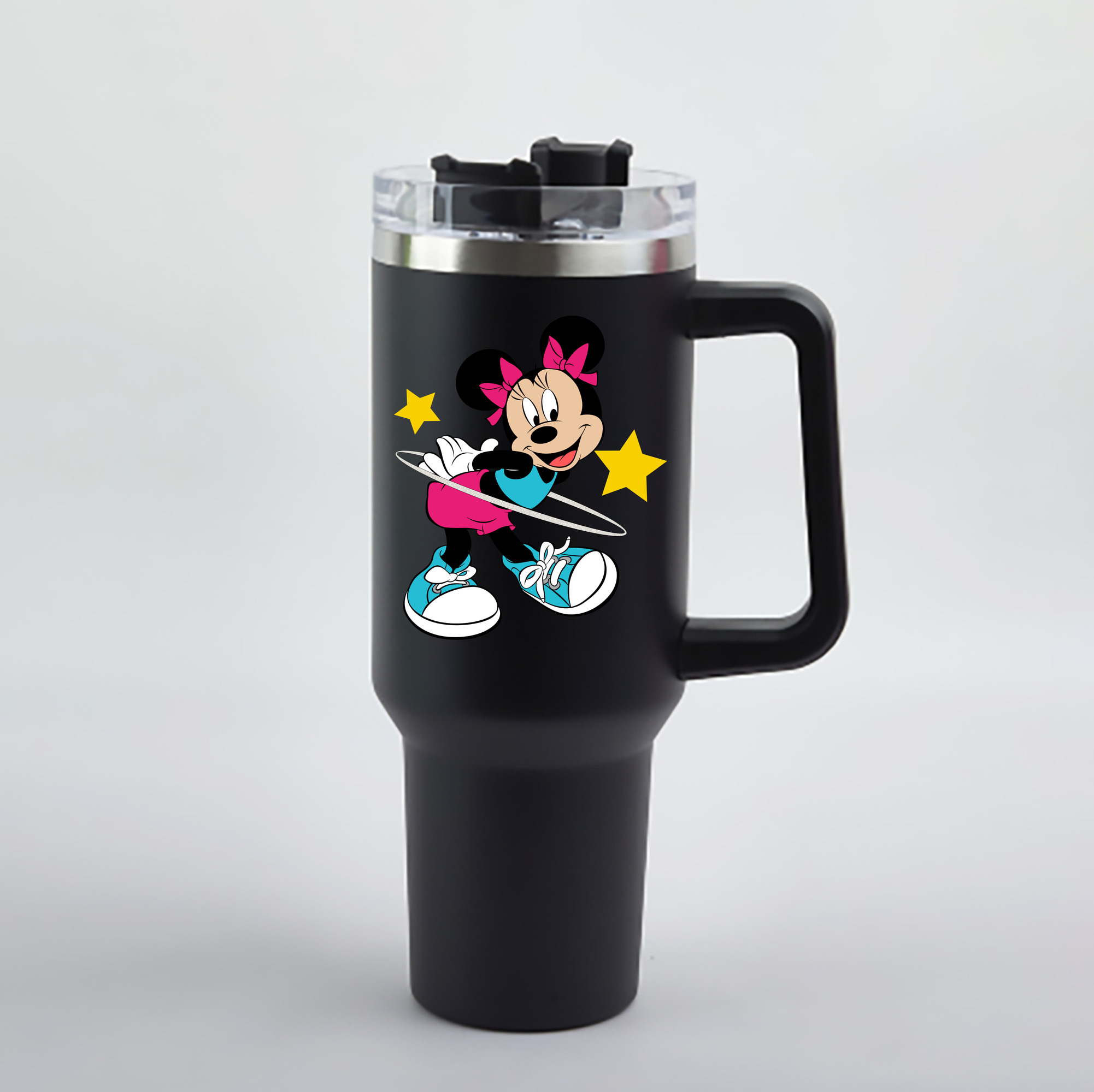 （画像用） ミッキーマウス Mickey Mouse 1200mL車用タンブラー - クリスタルステッカー（プラスチックストロー付き）