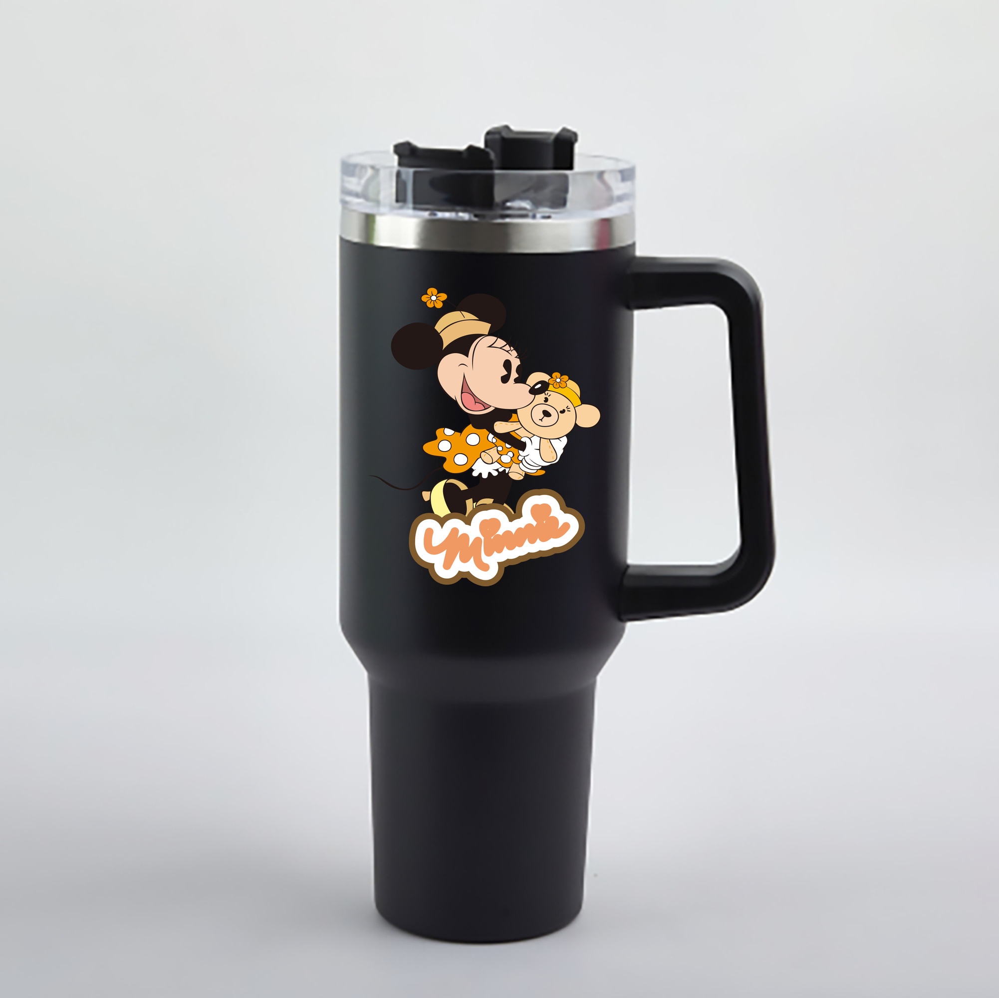 （画像用） ミッキーマウス Mickey Mouse 1200mL車用タンブラー - クリスタルステッカー（プラスチックストロー付き）