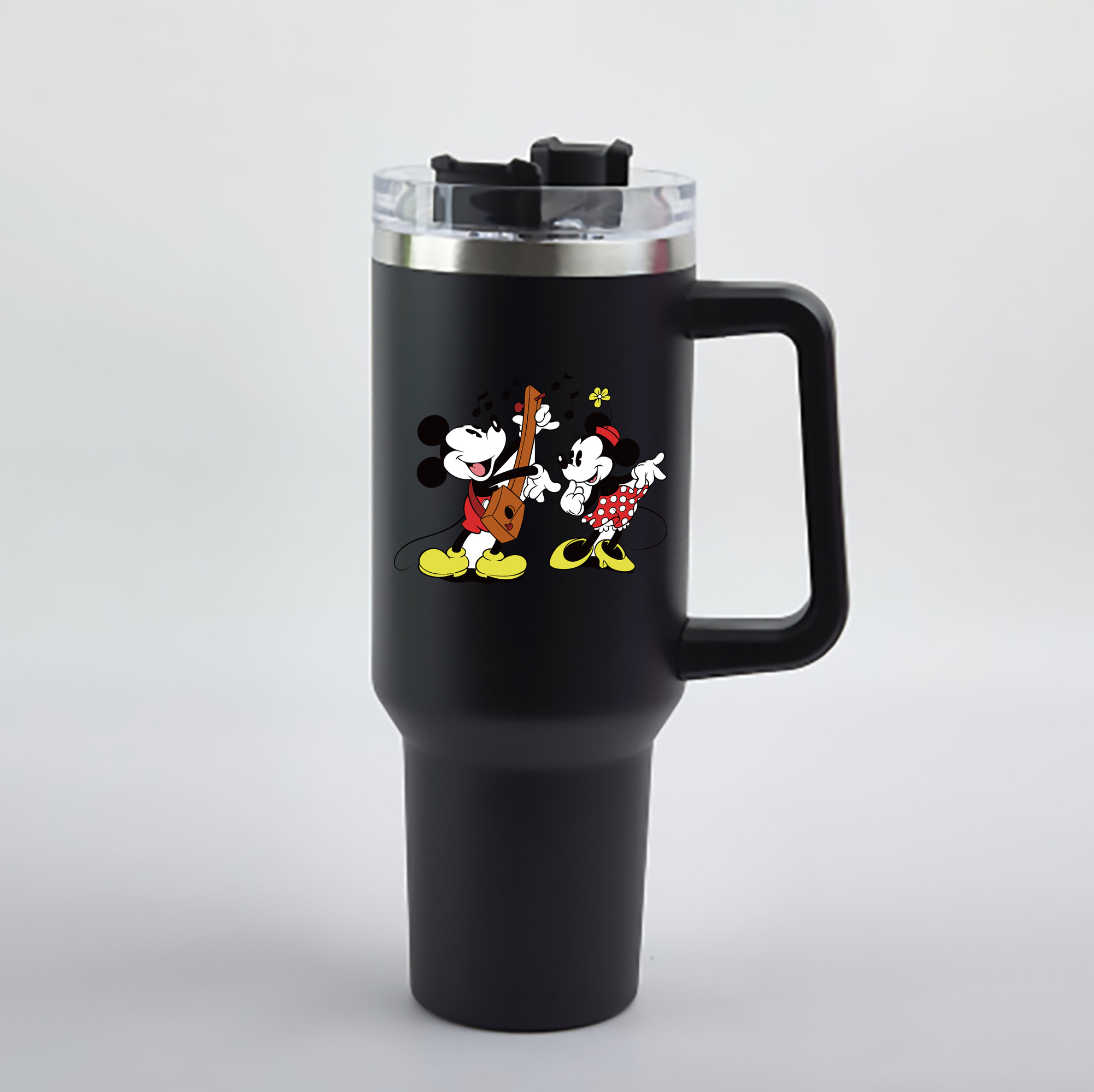 （画像用） ミッキーマウス Mickey Mouse 1200mL車用タンブラー - クリスタルステッカー（プラスチックストロー付き）