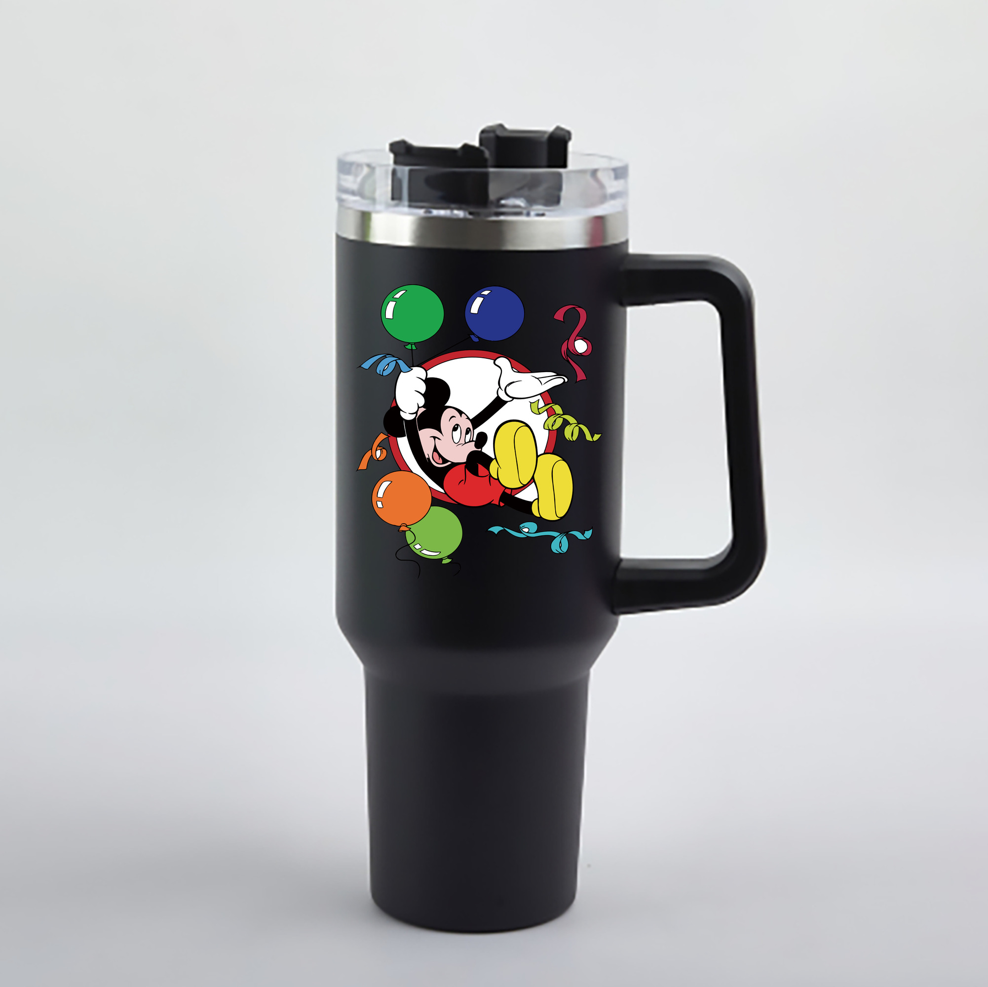（画像用） ミッキーマウス Mickey Mouse 1200mL車用タンブラー - クリスタルステッカー（プラスチックストロー付き）
