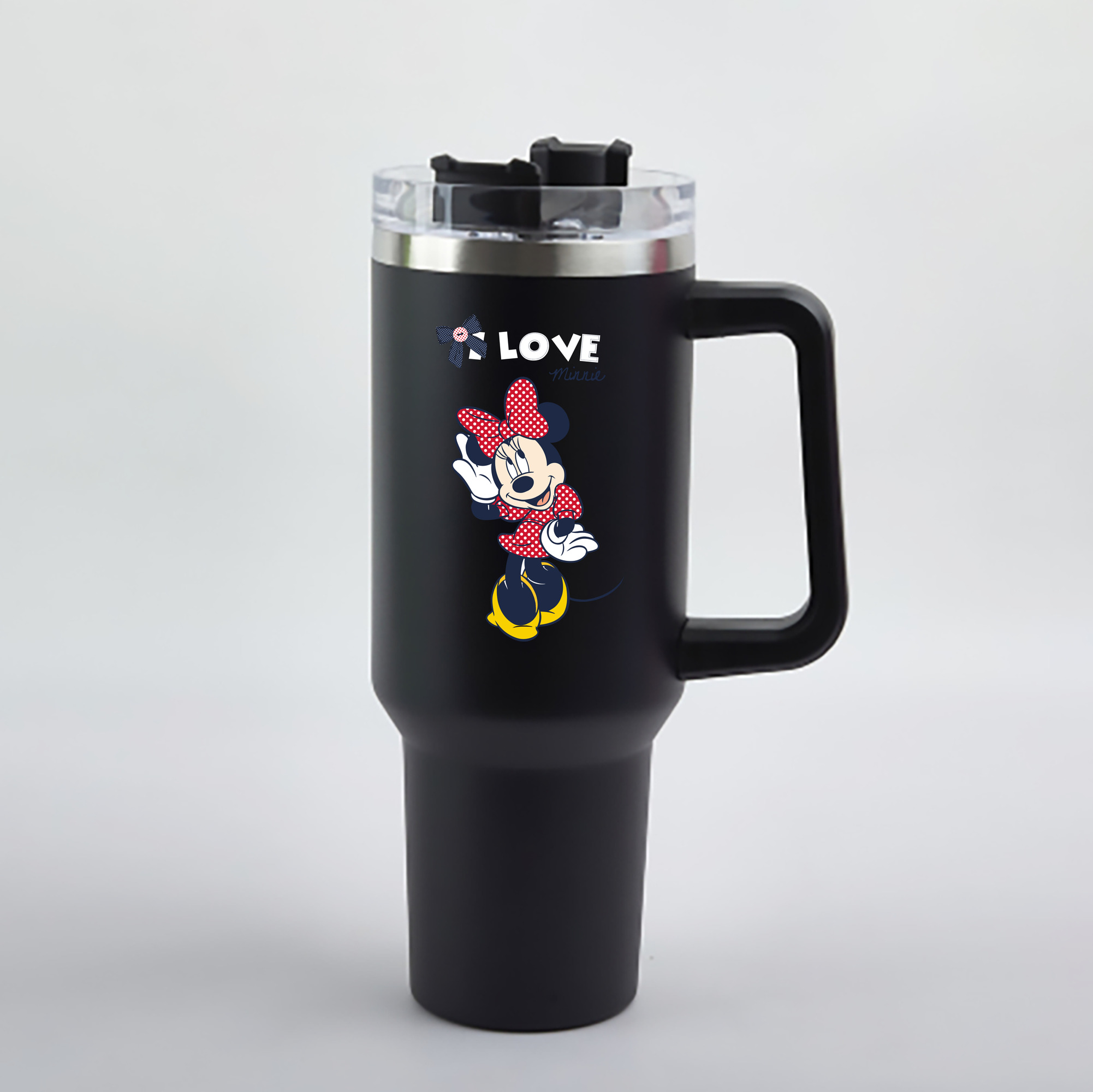 （画像用） ミッキーマウス Mickey Mouse 1200mL車用タンブラー - クリスタルステッカー（プラスチックストロー付き）