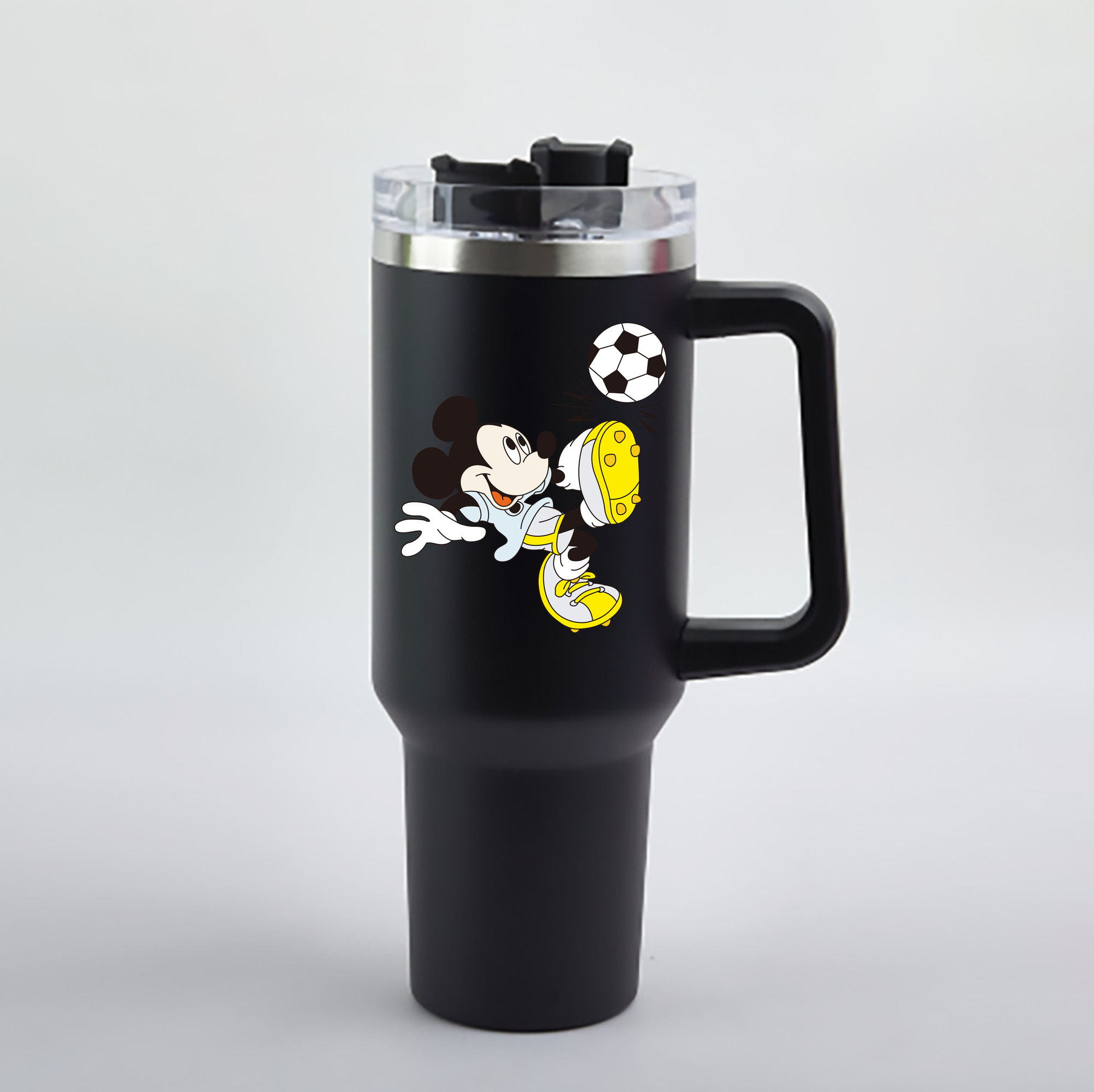 （画像用） ミッキーマウス Mickey Mouse 1200mL車用タンブラー - クリスタルステッカー（プラスチックストロー付き）