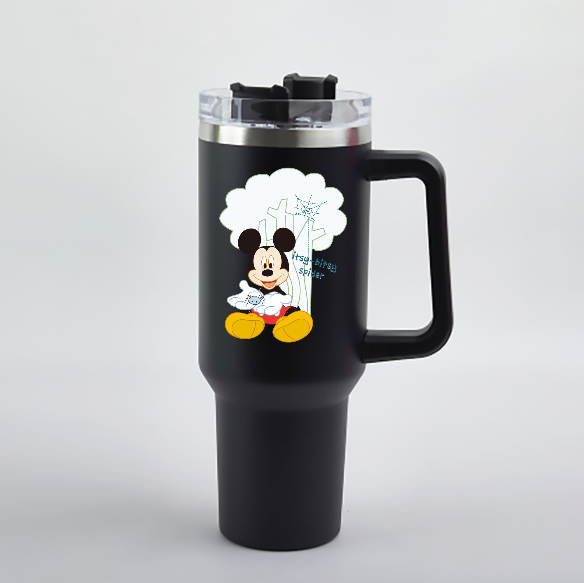 （画像用） ミッキーマウス Mickey Mouse 1200mL車用タンブラー - クリスタルステッカー（プラスチックストロー付き）