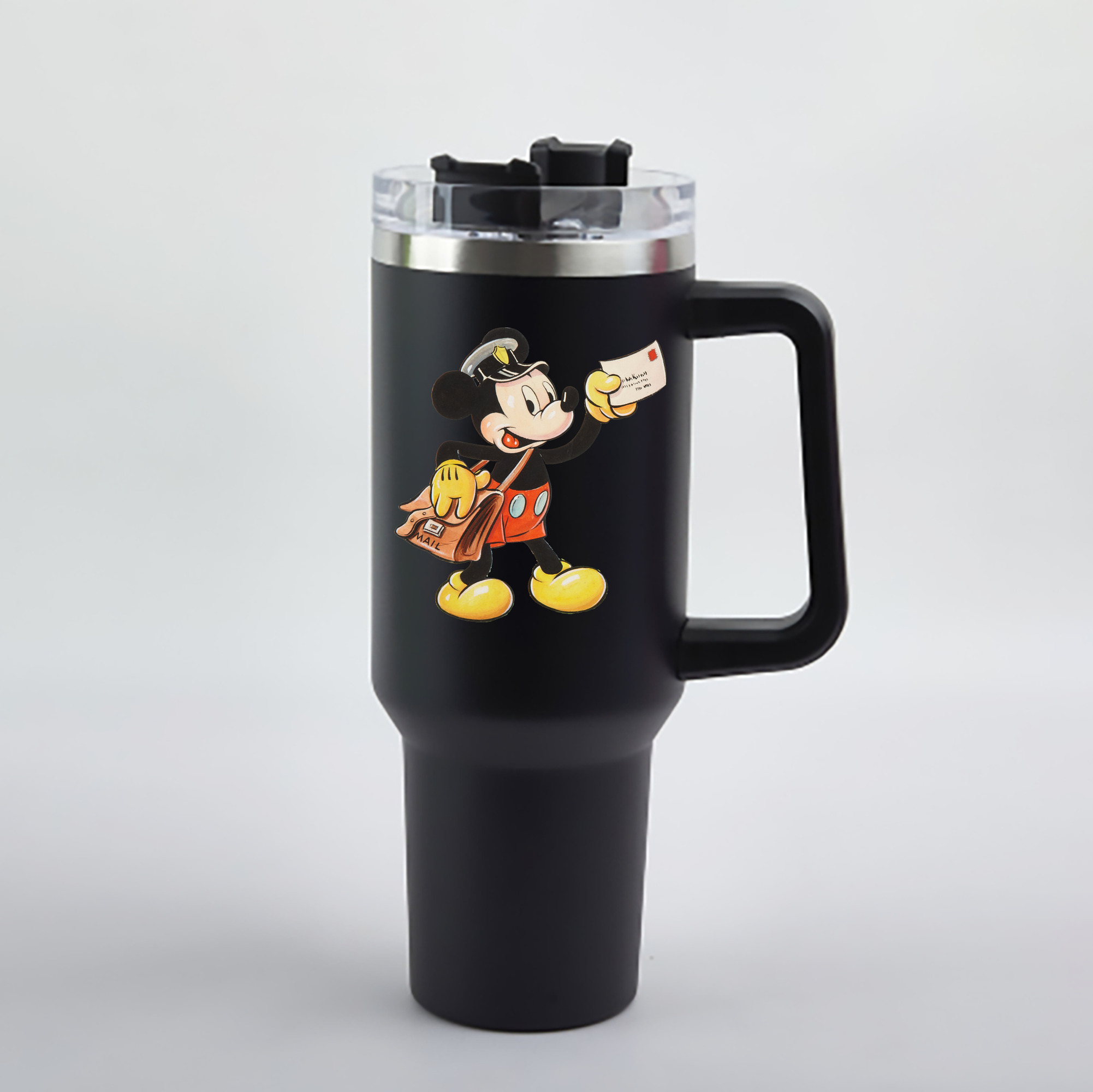 （画像用） ミッキーマウス Mickey Mouse 1200mL車用タンブラー - クリスタルステッカー（プラスチックストロー付き）