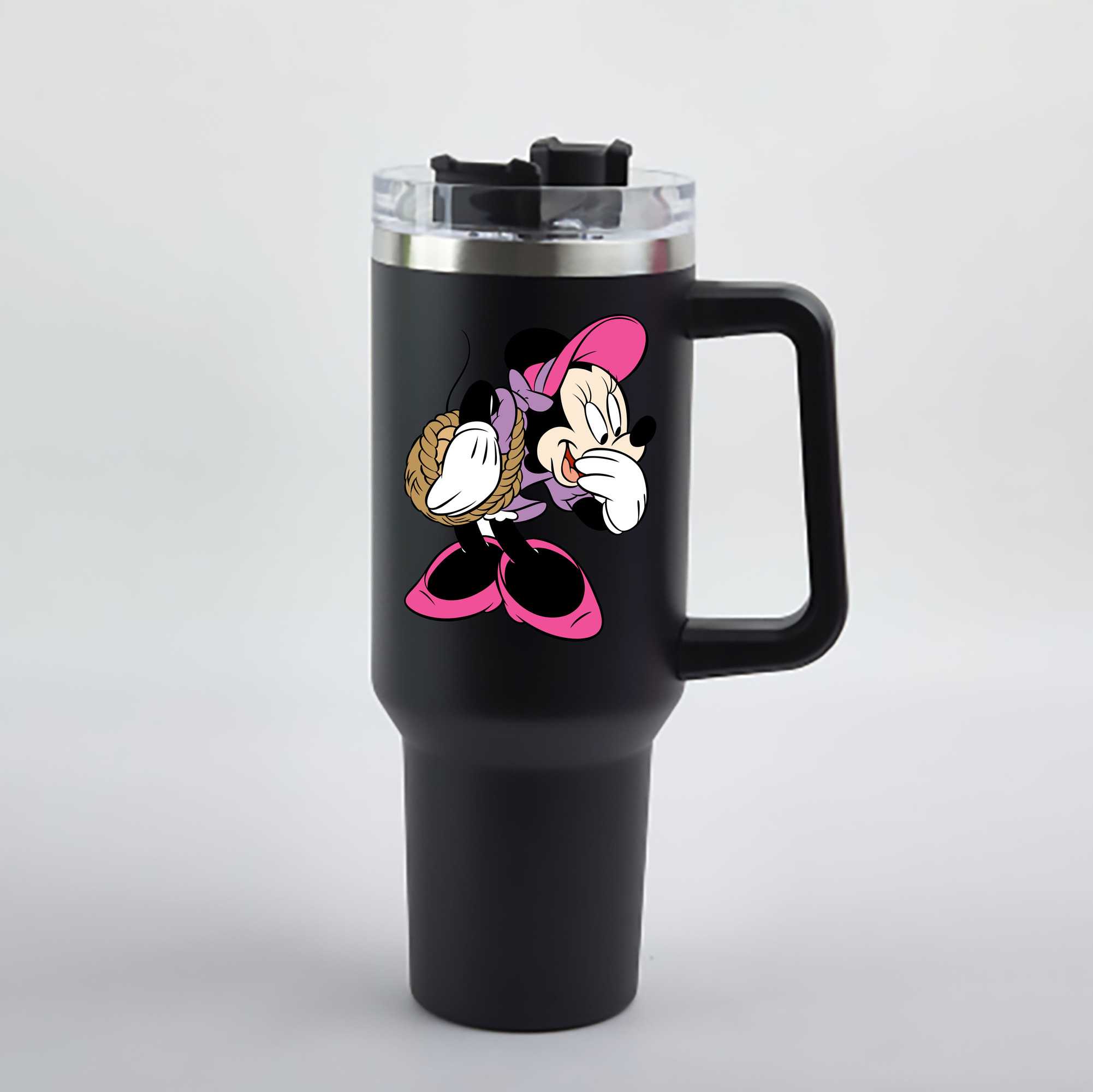 （画像用） ミッキーマウス Mickey Mouse 1200mL車用タンブラー - クリスタルステッカー（プラスチックストロー付き）