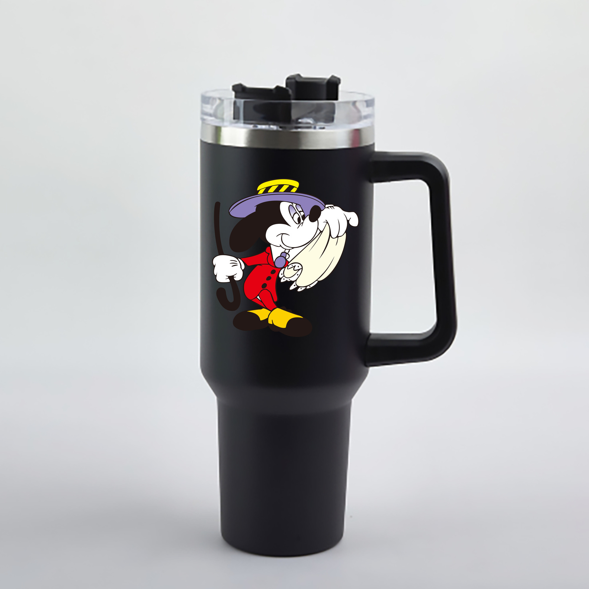 （画像用） ミッキーマウス Mickey Mouse 1200mL車用タンブラー - クリスタルステッカー（プラスチックストロー付き）