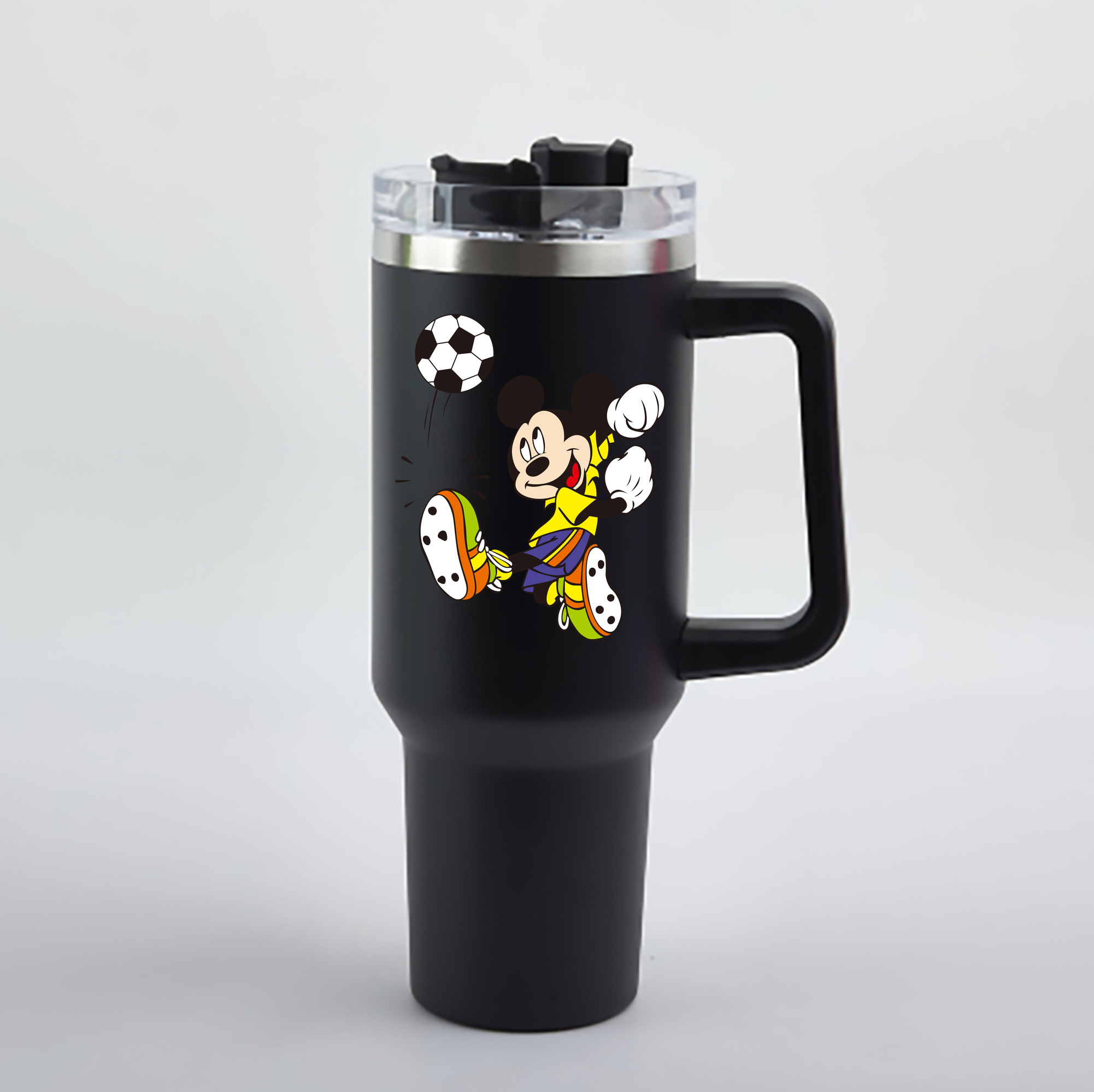 （画像用） ミッキーマウス Mickey Mouse 1200mL車用タンブラー - クリスタルステッカー（プラスチックストロー付き）