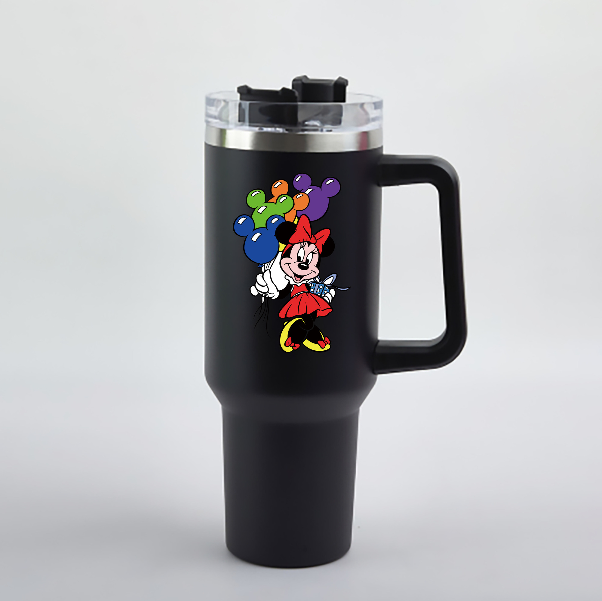 （画像用） ミッキーマウス Mickey Mouse 1200mL車用タンブラー - クリスタルステッカー（プラスチックストロー付き）