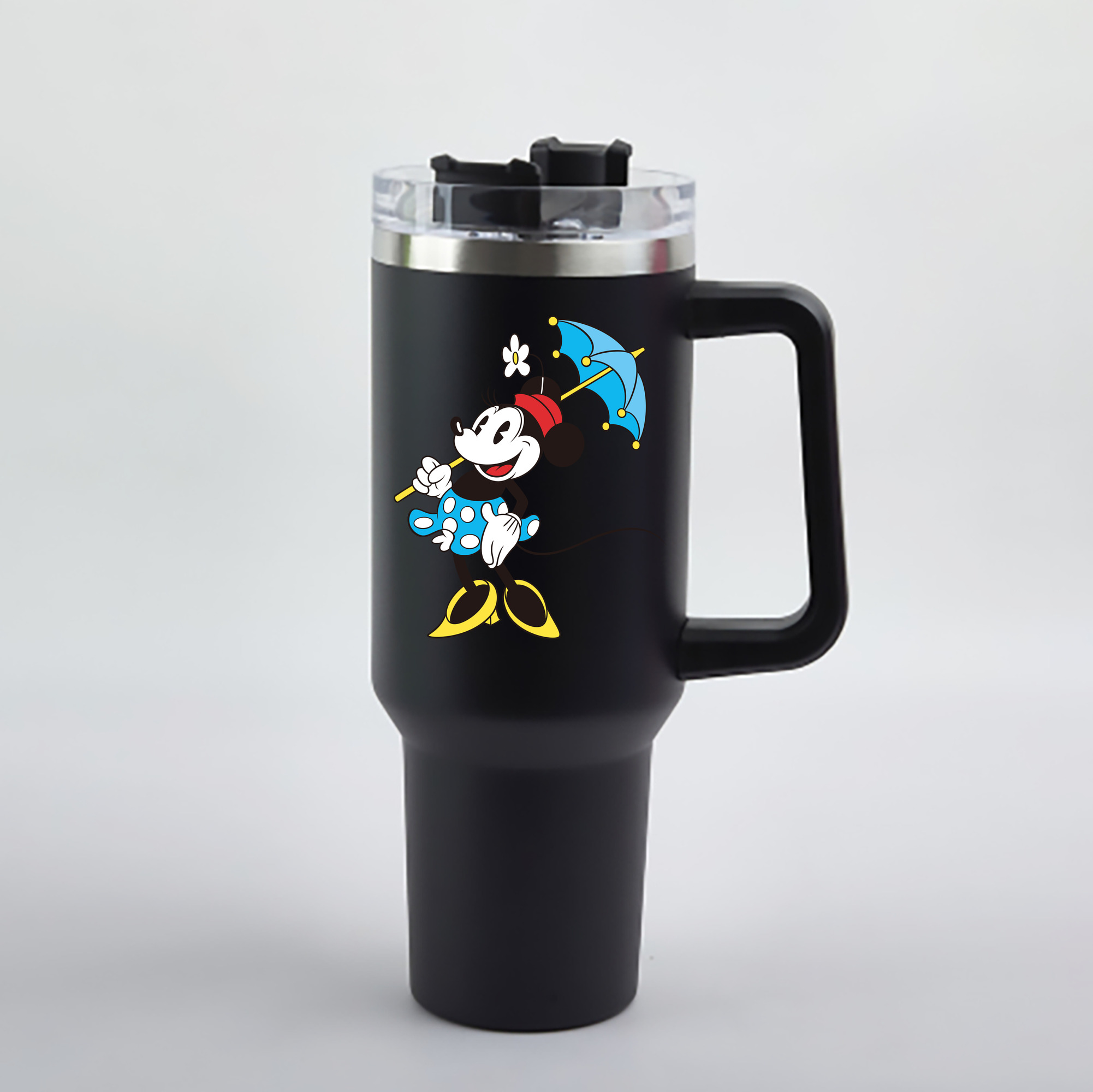 （画像用） ミッキーマウス Mickey Mouse 1200mL車用タンブラー - クリスタルステッカー（プラスチックストロー付き）