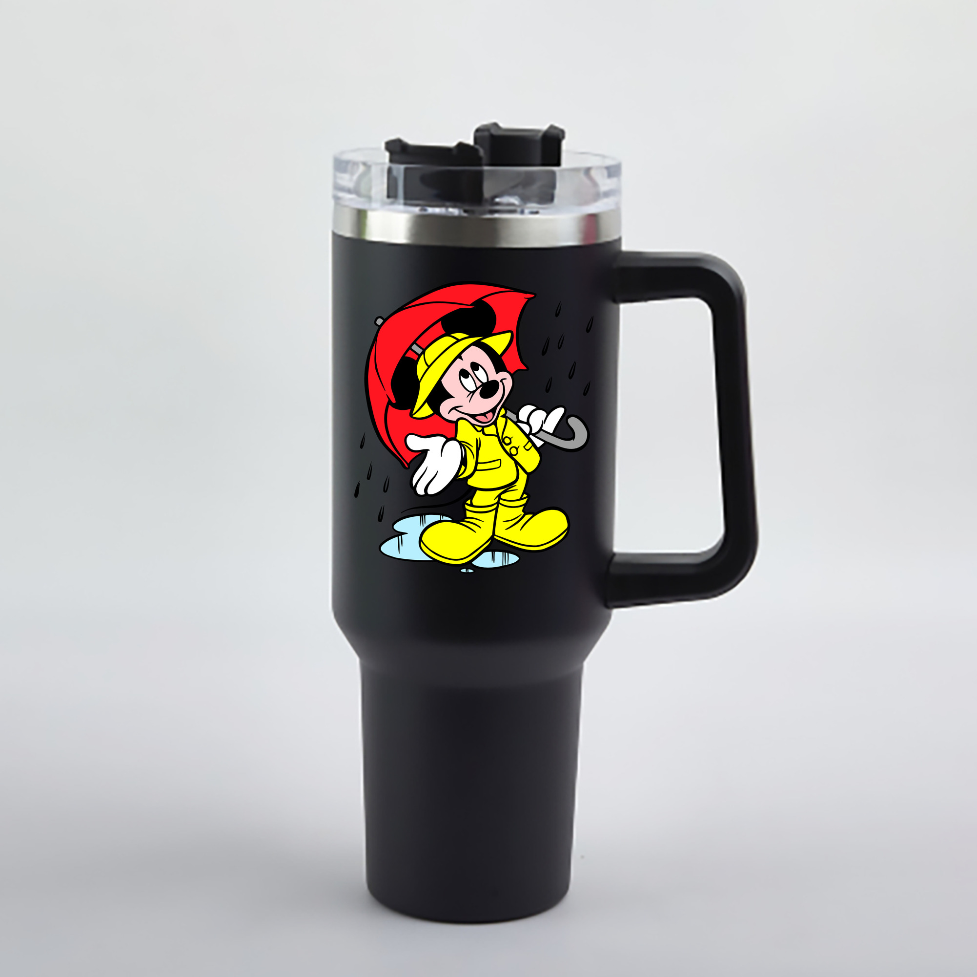 （画像用） ミッキーマウス Mickey Mouse 1200mL車用タンブラー - クリスタルステッカー（プラスチックストロー付き）