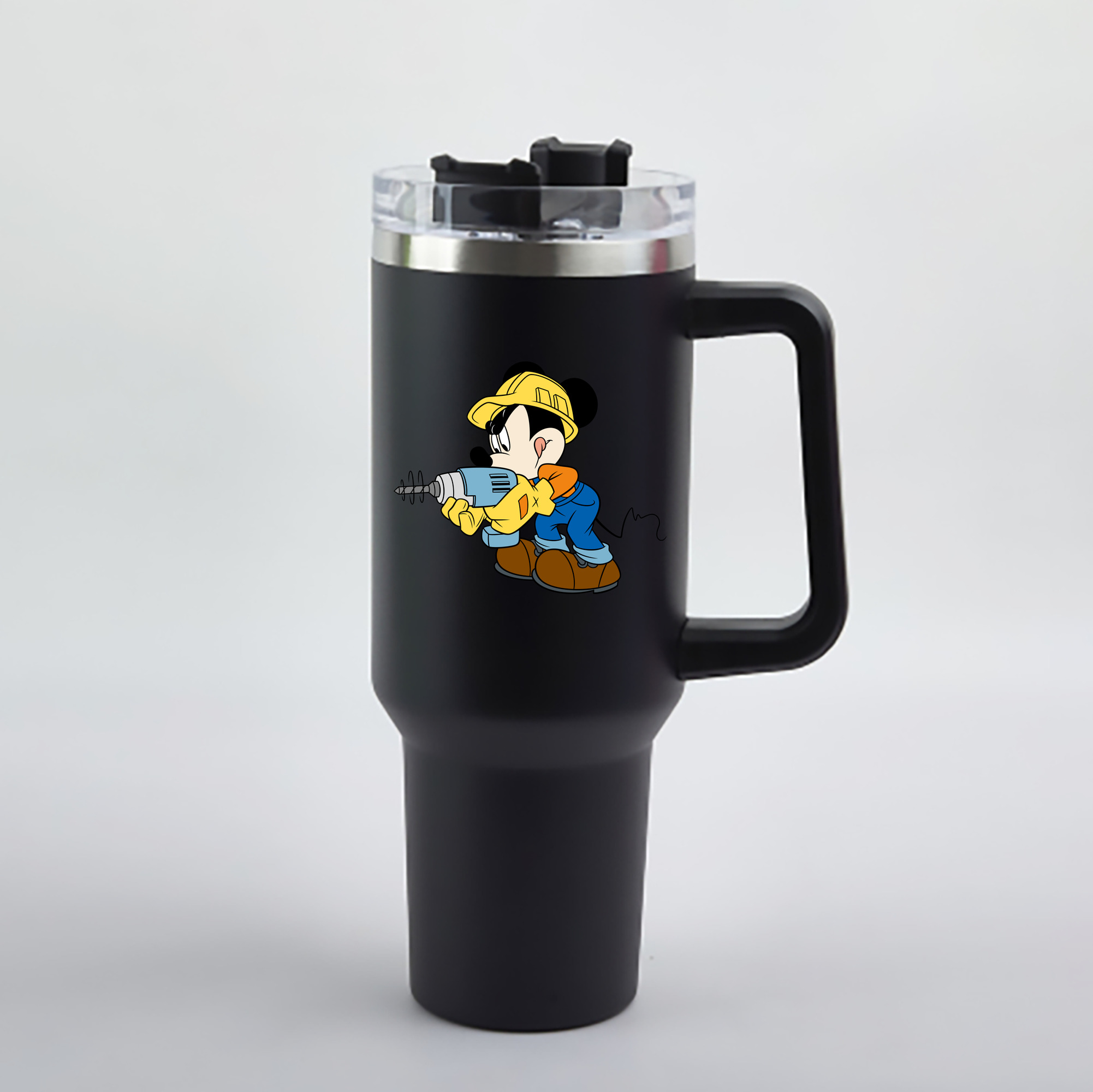（画像用） ミッキーマウス Mickey Mouse 1200mL車用タンブラー - クリスタルステッカー（プラスチックストロー付き）