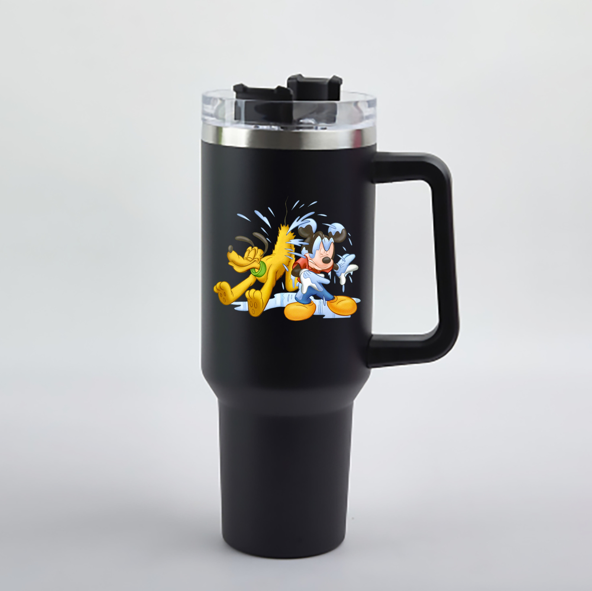 （画像用） ミッキーマウス Mickey Mouse 1200mL車用タンブラー - クリスタルステッカー（プラスチックストロー付き）
