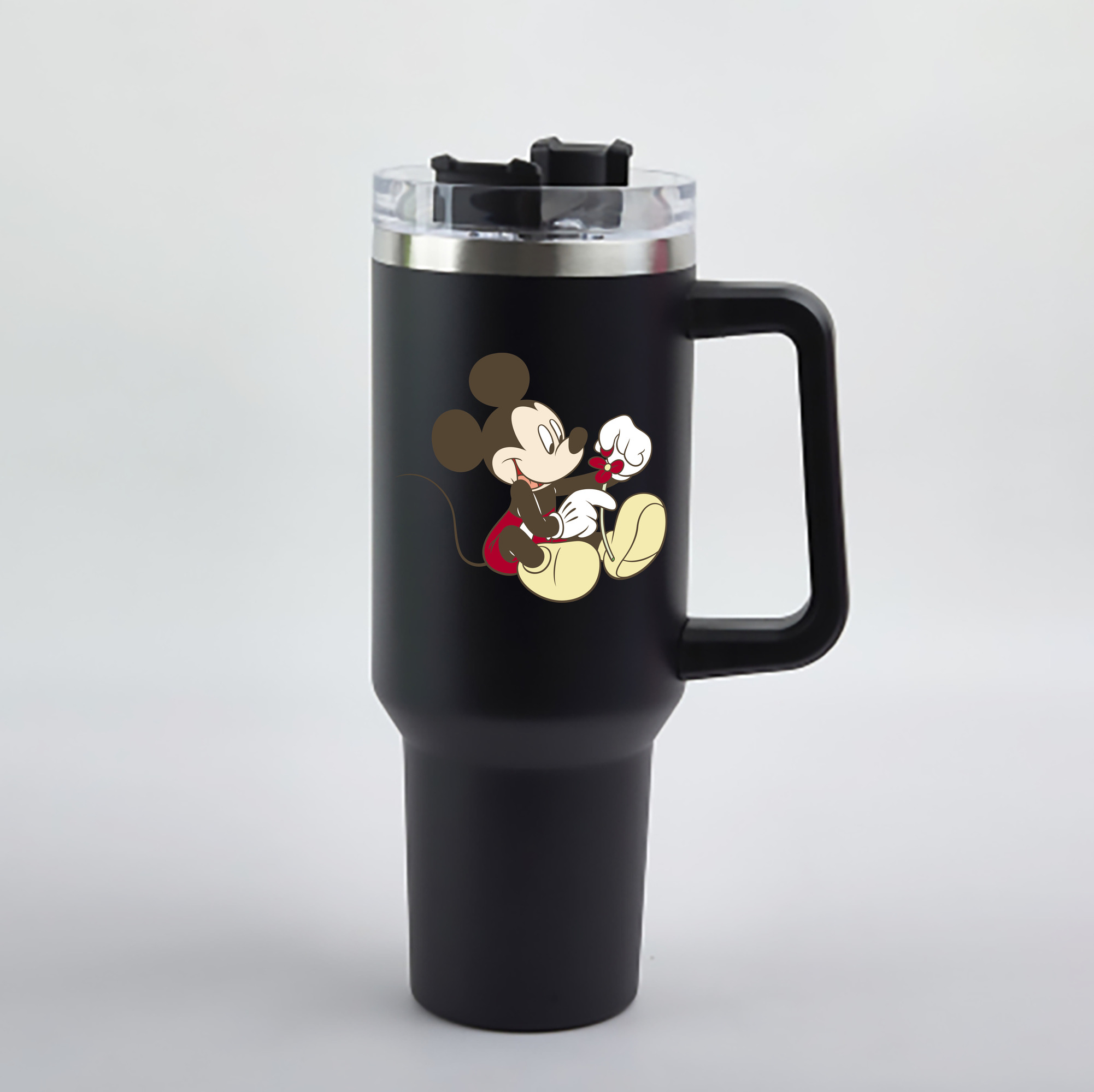（画像用） ミッキーマウス Mickey Mouse 1200mL車用タンブラー - クリスタルステッカー（プラスチックストロー付き）
