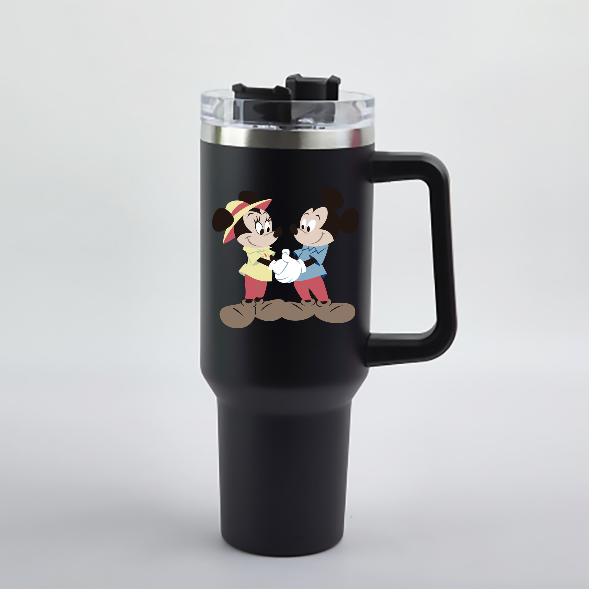 （画像用） ミッキーマウス Mickey Mouse 1200mL車用タンブラー - クリスタルステッカー（プラスチックストロー付き）