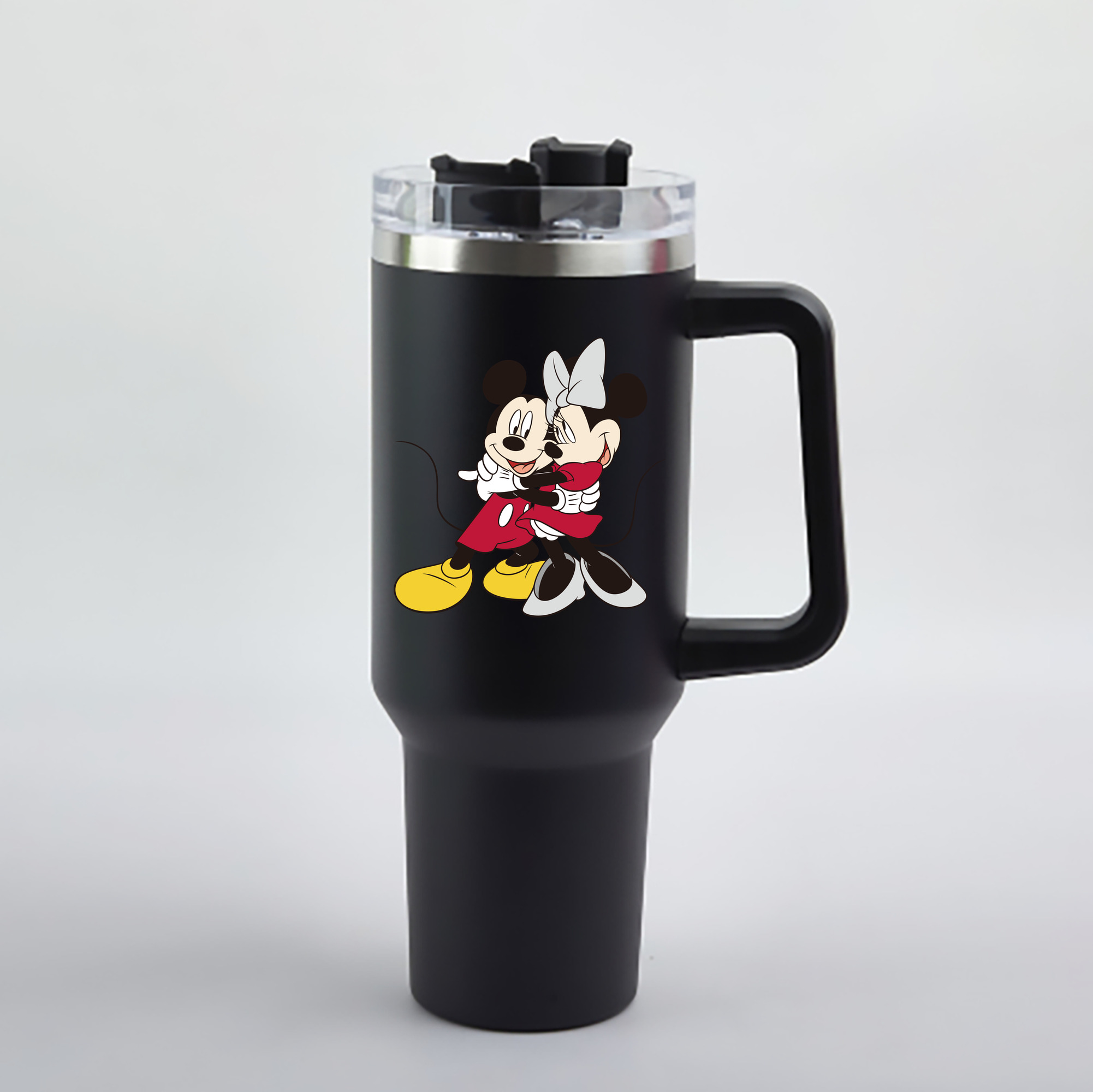 （画像用） ミッキーマウス Mickey Mouse 1200mL車用タンブラー - クリスタルステッカー（プラスチックストロー付き）
