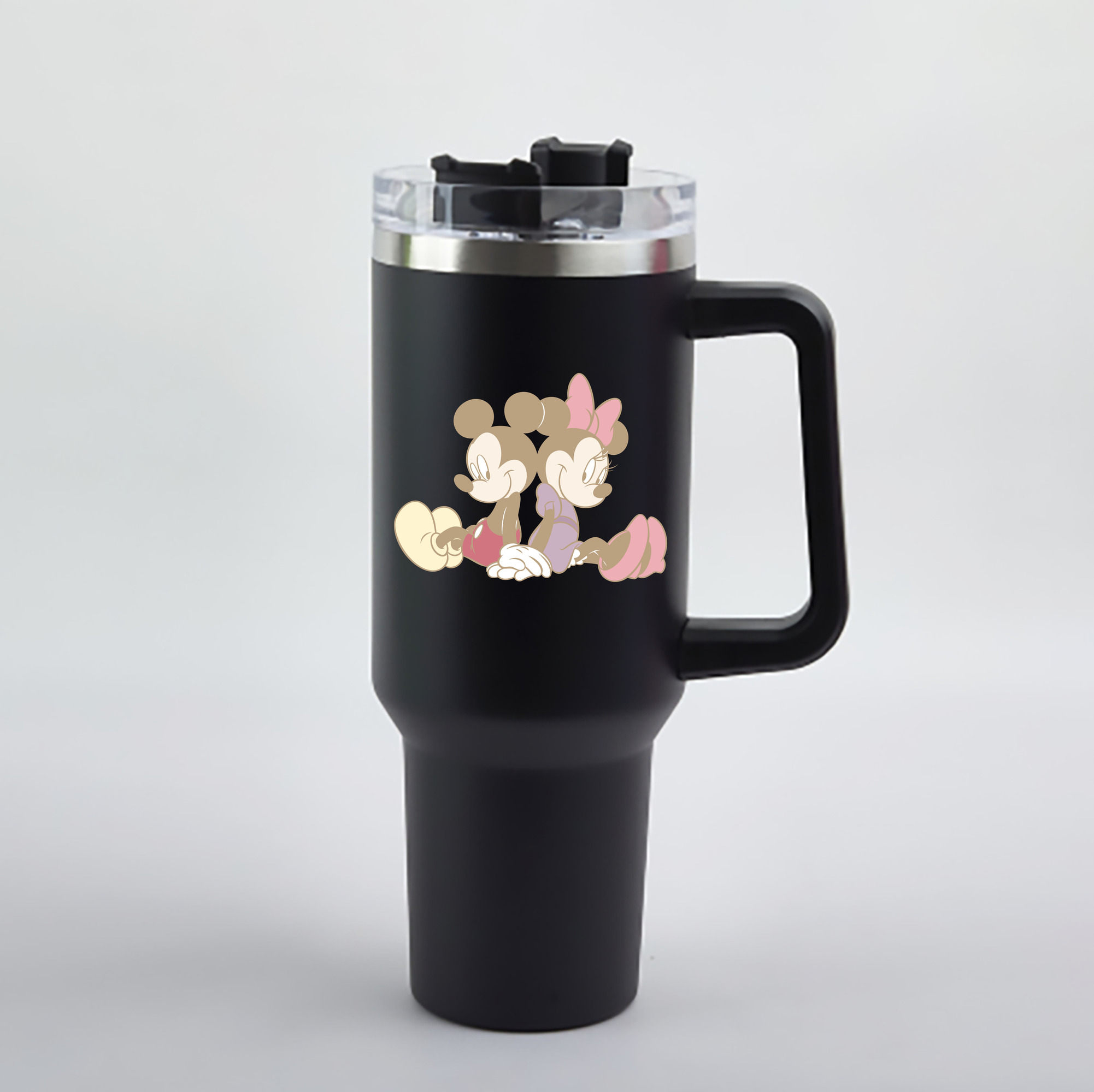 （画像用） ミッキーマウス Mickey Mouse 1200mL車用タンブラー - クリスタルステッカー（プラスチックストロー付き）