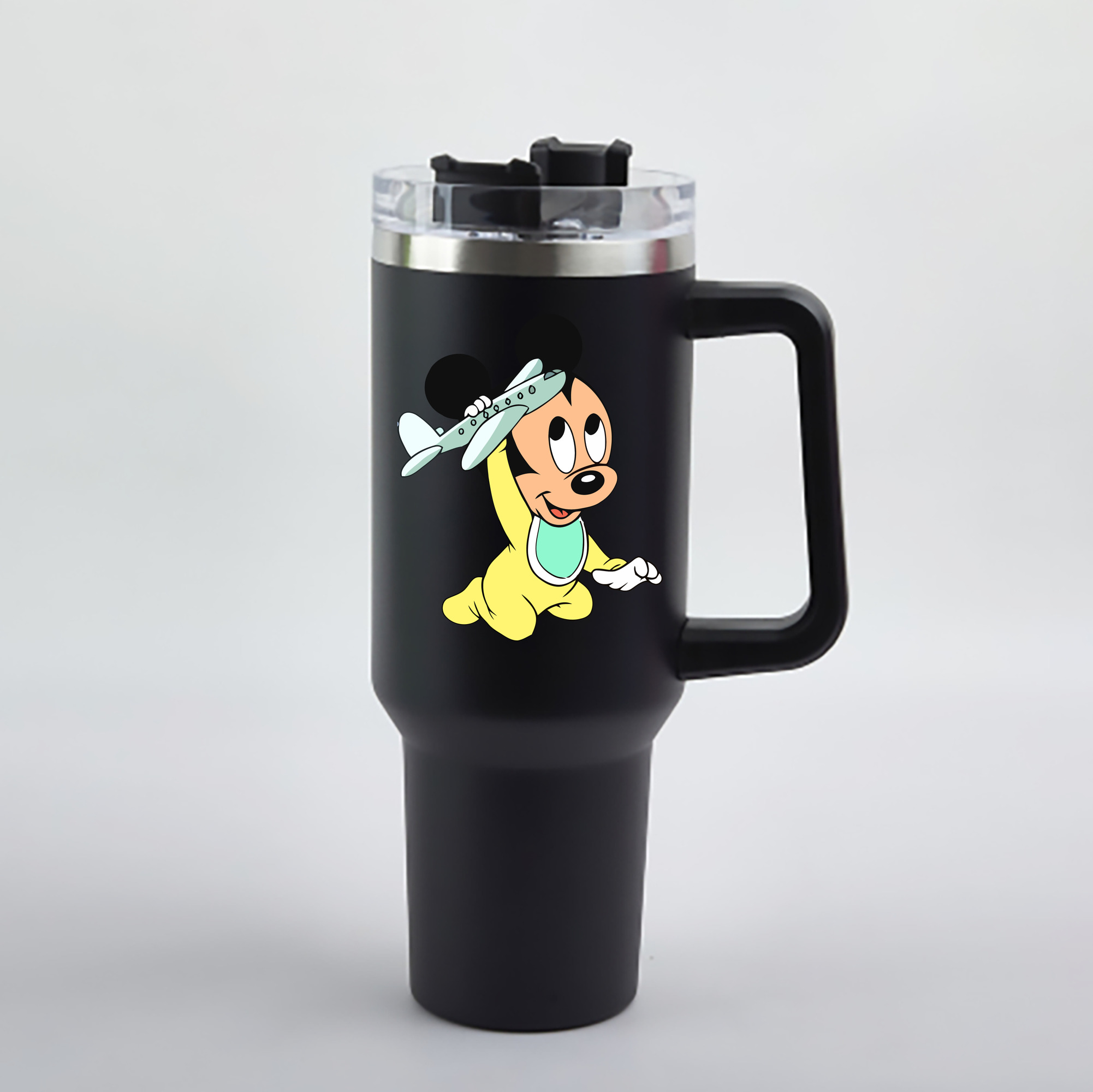 （画像用） ミッキーマウス Mickey Mouse 1200mL車用タンブラー - クリスタルステッカー（プラスチックストロー付き）