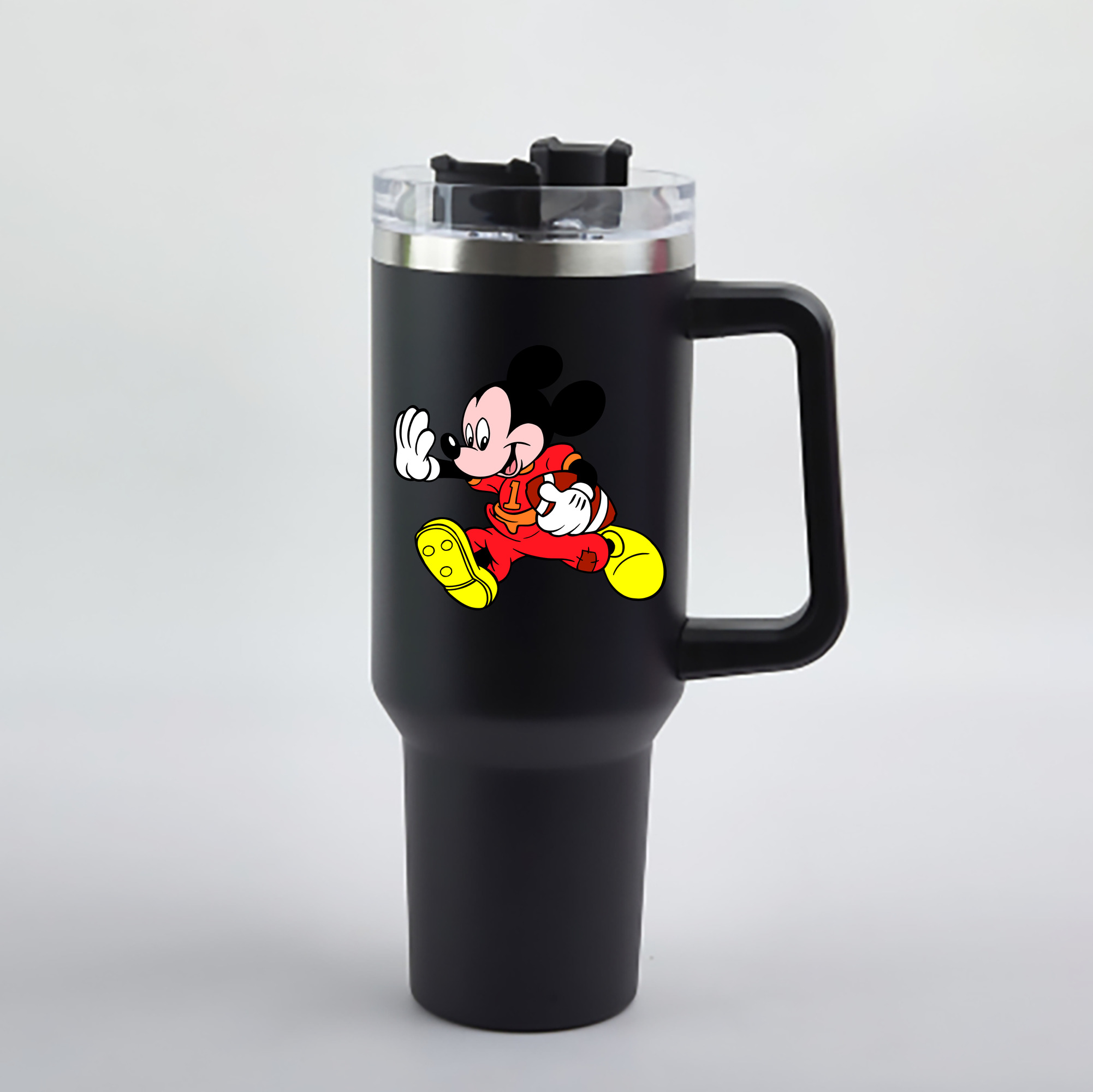 （画像用） ミッキーマウス Mickey Mouse 1200mL車用タンブラー - クリスタルステッカー（プラスチックストロー付き）