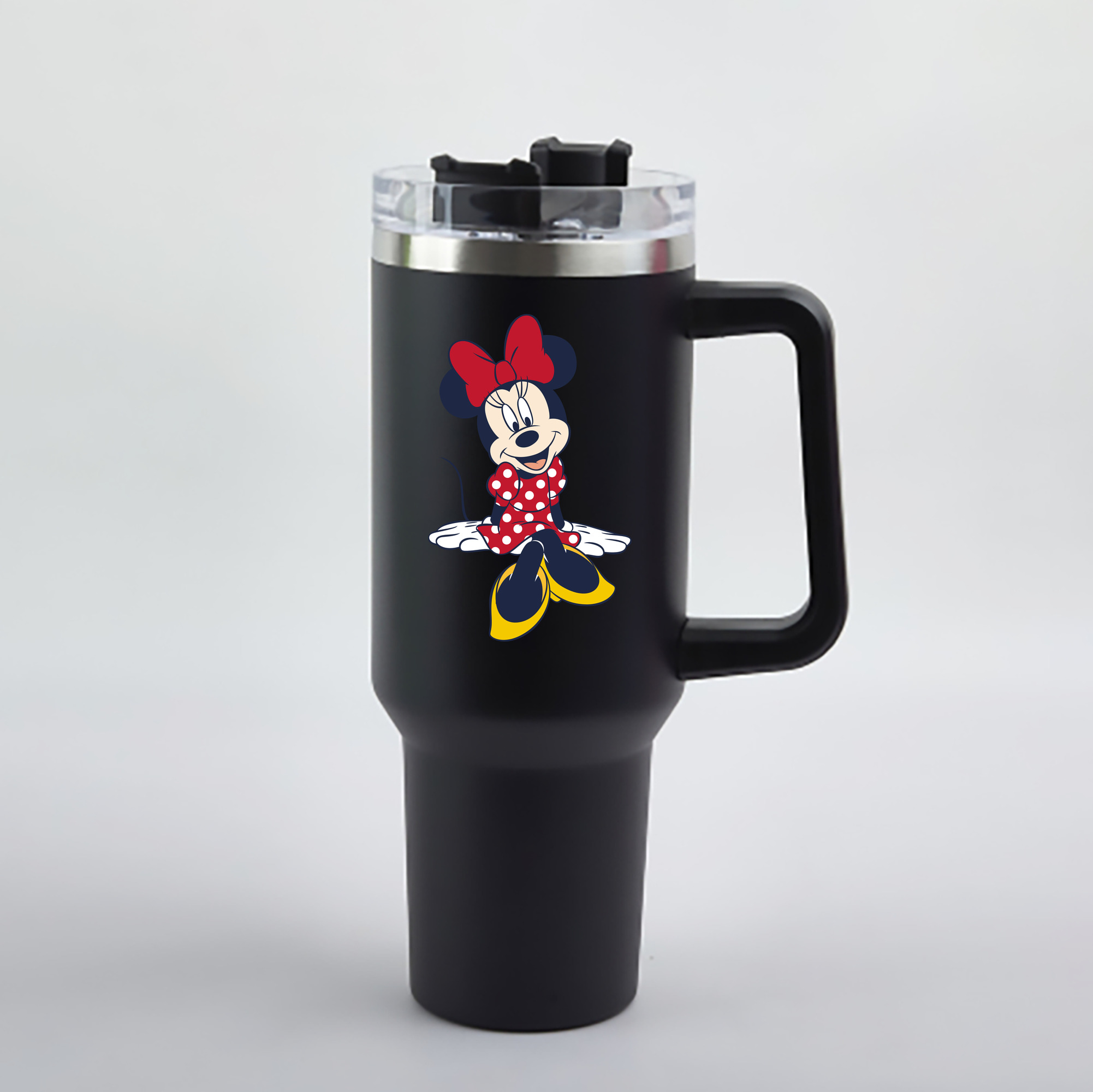 （画像用） ミッキーマウス Mickey Mouse 1200mL車用タンブラー - クリスタルステッカー（プラスチックストロー付き）