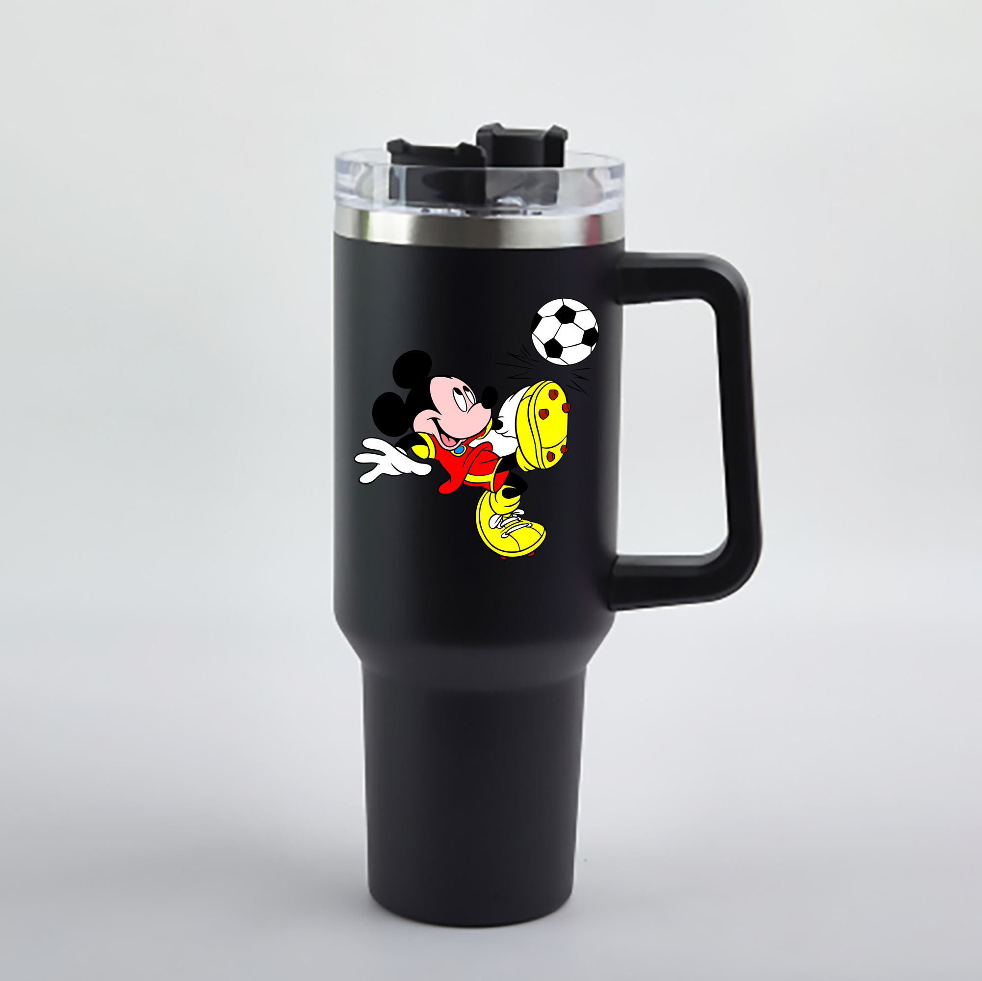 （画像用） ミッキーマウス Mickey Mouse 1200mL車用タンブラー - クリスタルステッカー（プラスチックストロー付き）