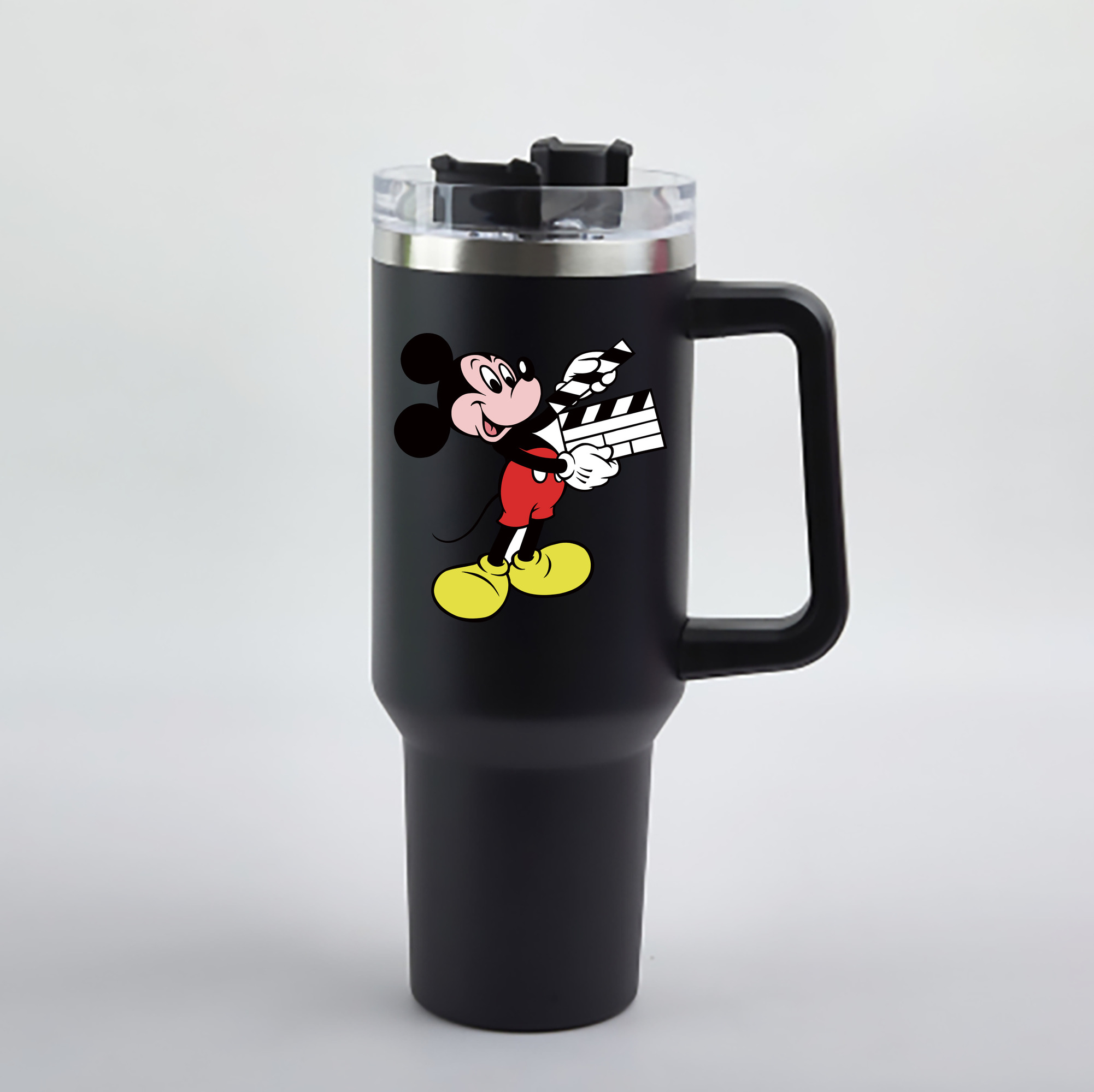 （画像用） ミッキーマウス Mickey Mouse 1200mL車用タンブラー - クリスタルステッカー（プラスチックストロー付き）