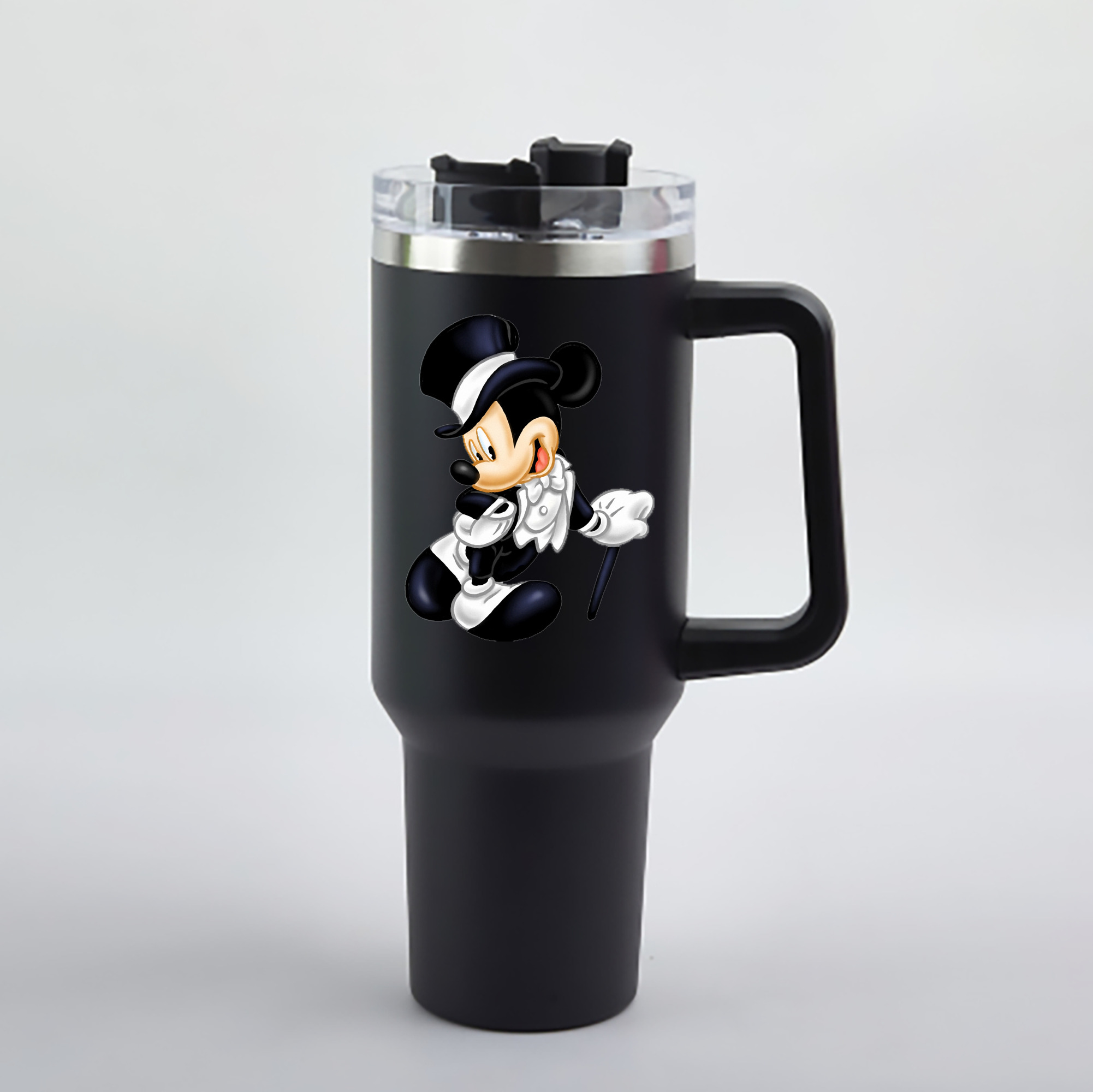 （画像用） ミッキーマウス Mickey Mouse 1200mL車用タンブラー - クリスタルステッカー（プラスチックストロー付き）