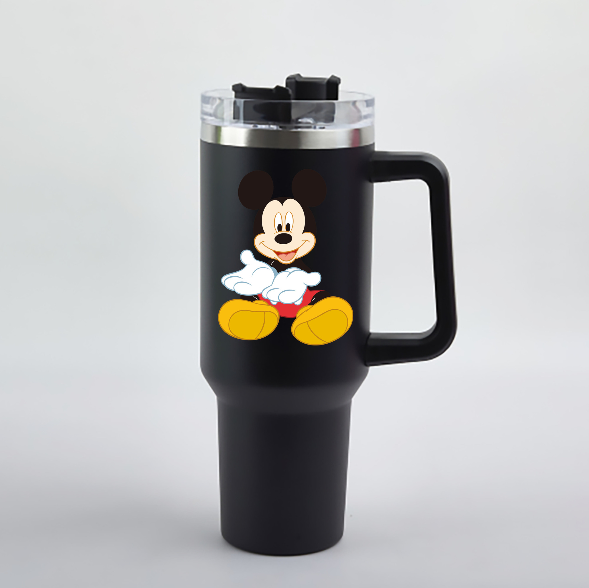 （画像用） ミッキーマウス Mickey Mouse 1200mL車用タンブラー - クリスタルステッカー（プラスチックストロー付き）