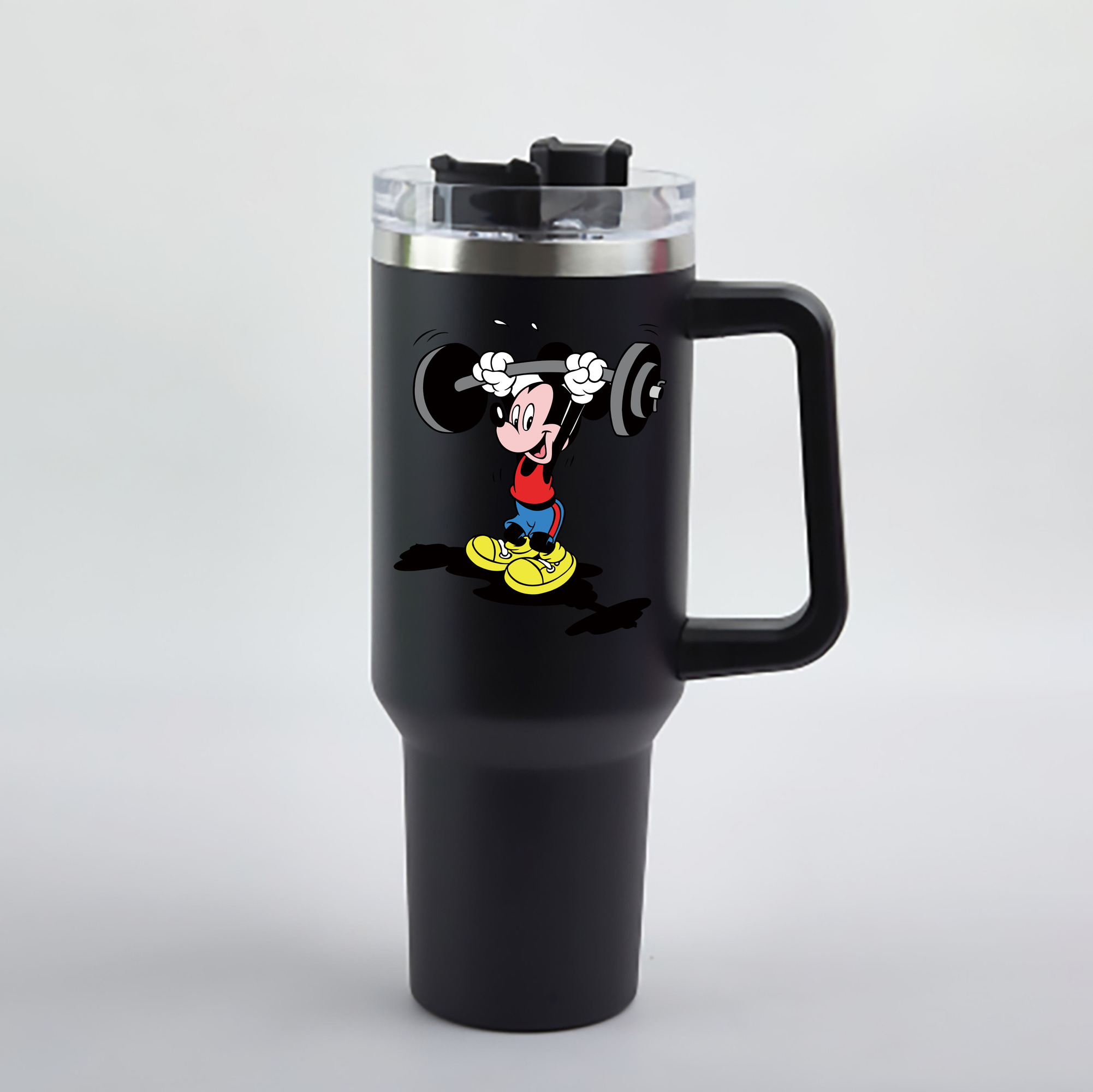 （画像用） ミッキーマウス Mickey Mouse 1200mL車用タンブラー - クリスタルステッカー（プラスチックストロー付き）