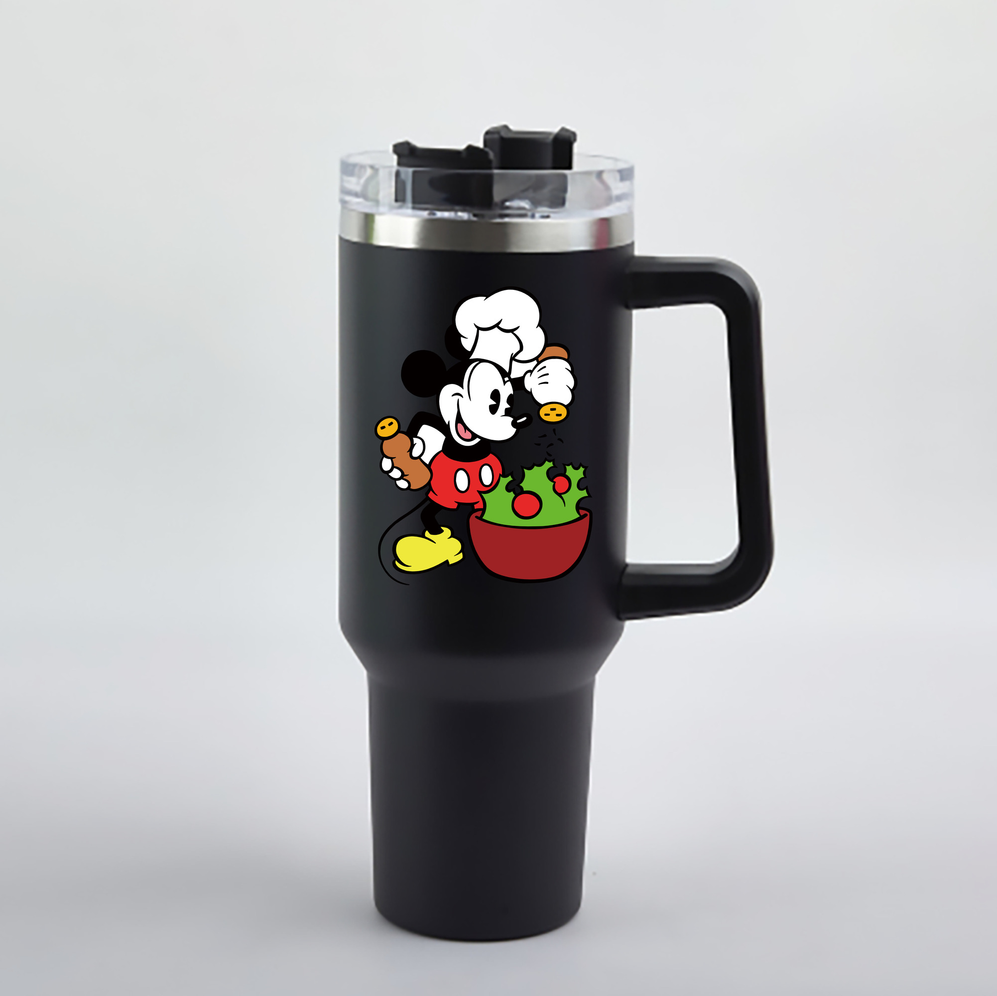 （画像用） ミッキーマウス Mickey Mouse 1200mL車用タンブラー - クリスタルステッカー（プラスチックストロー付き）