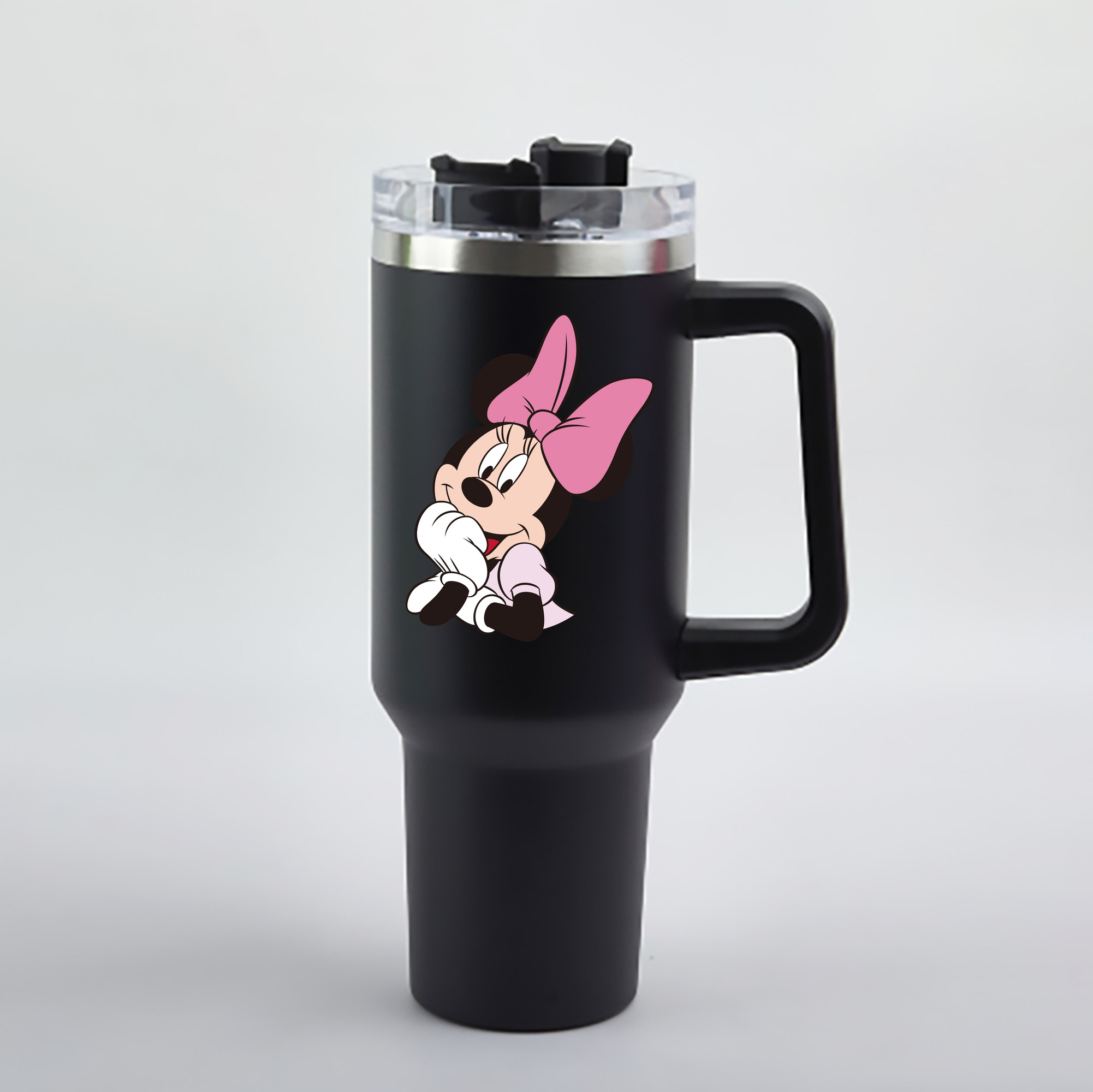 （画像用） ミッキーマウス Mickey Mouse 1200mL車用タンブラー - クリスタルステッカー（プラスチックストロー付き）