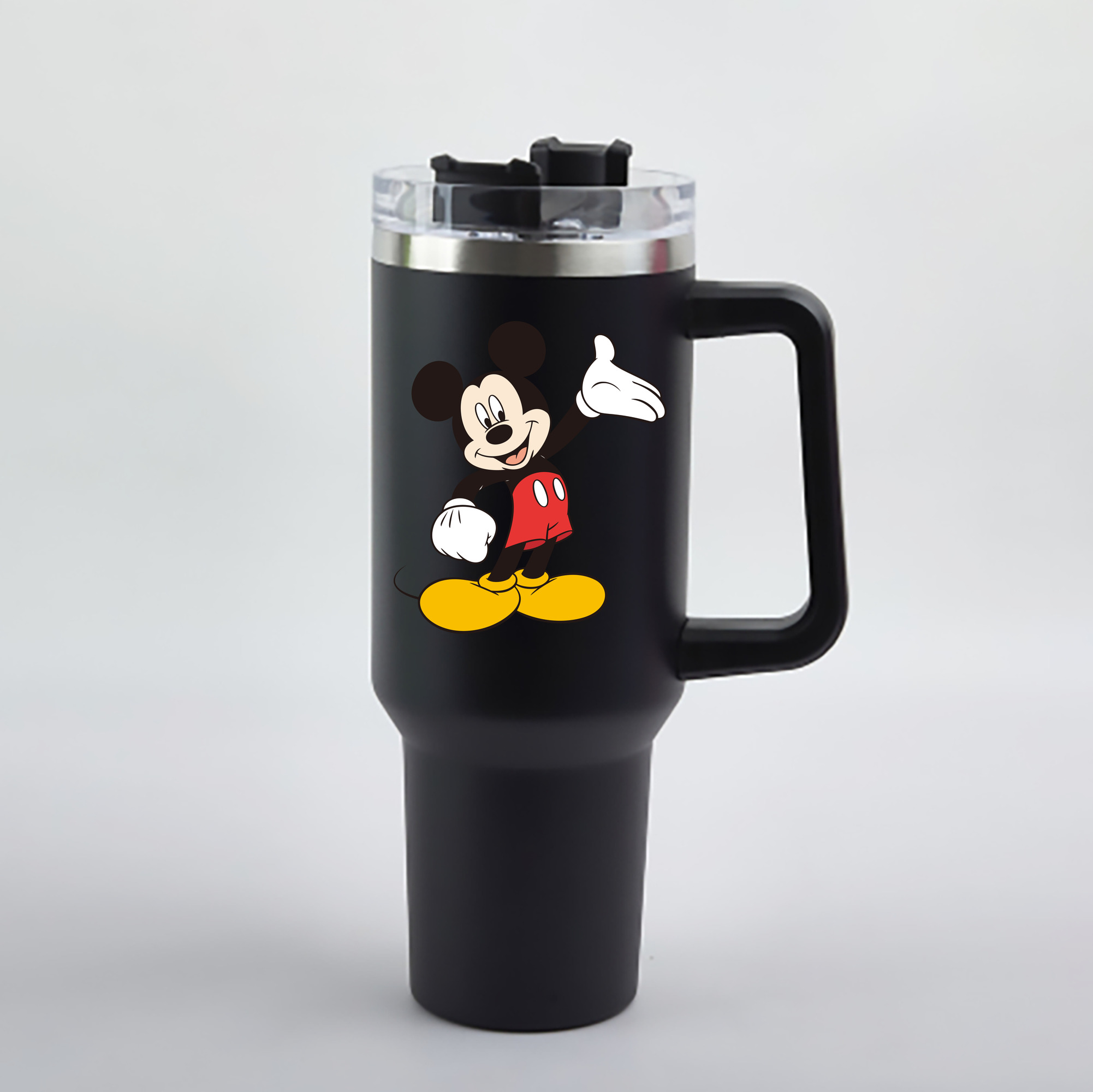 （画像用） ミッキーマウス Mickey Mouse 1200mL車用タンブラー - クリスタルステッカー（プラスチックストロー付き）