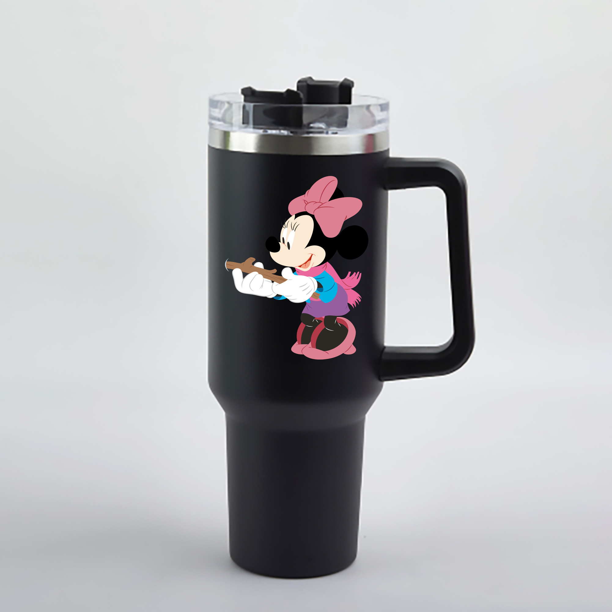 （画像用） ミッキーマウス Mickey Mouse 1200mL車用タンブラー - クリスタルステッカー（プラスチックストロー付き）