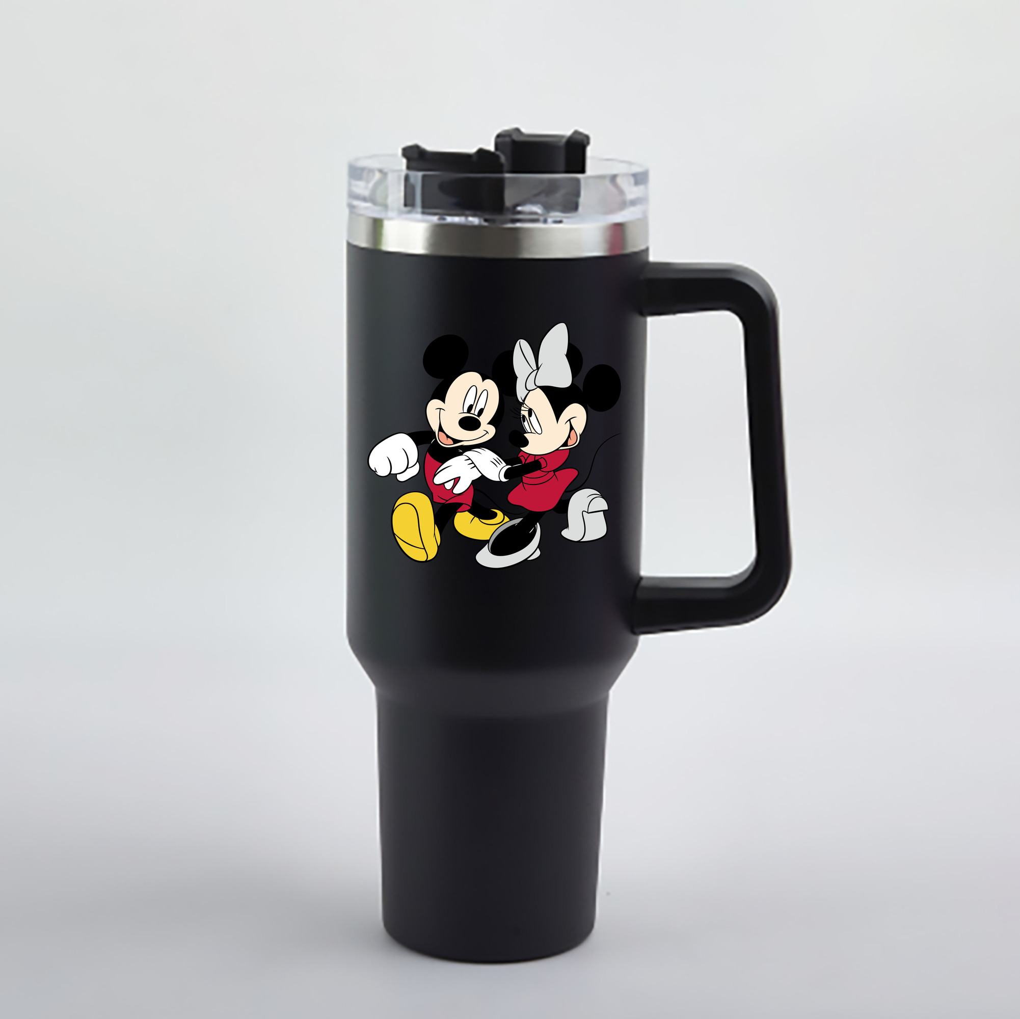 （画像用） ミッキーマウス Mickey Mouse 1200mL車用タンブラー - クリスタルステッカー（プラスチックストロー付き）