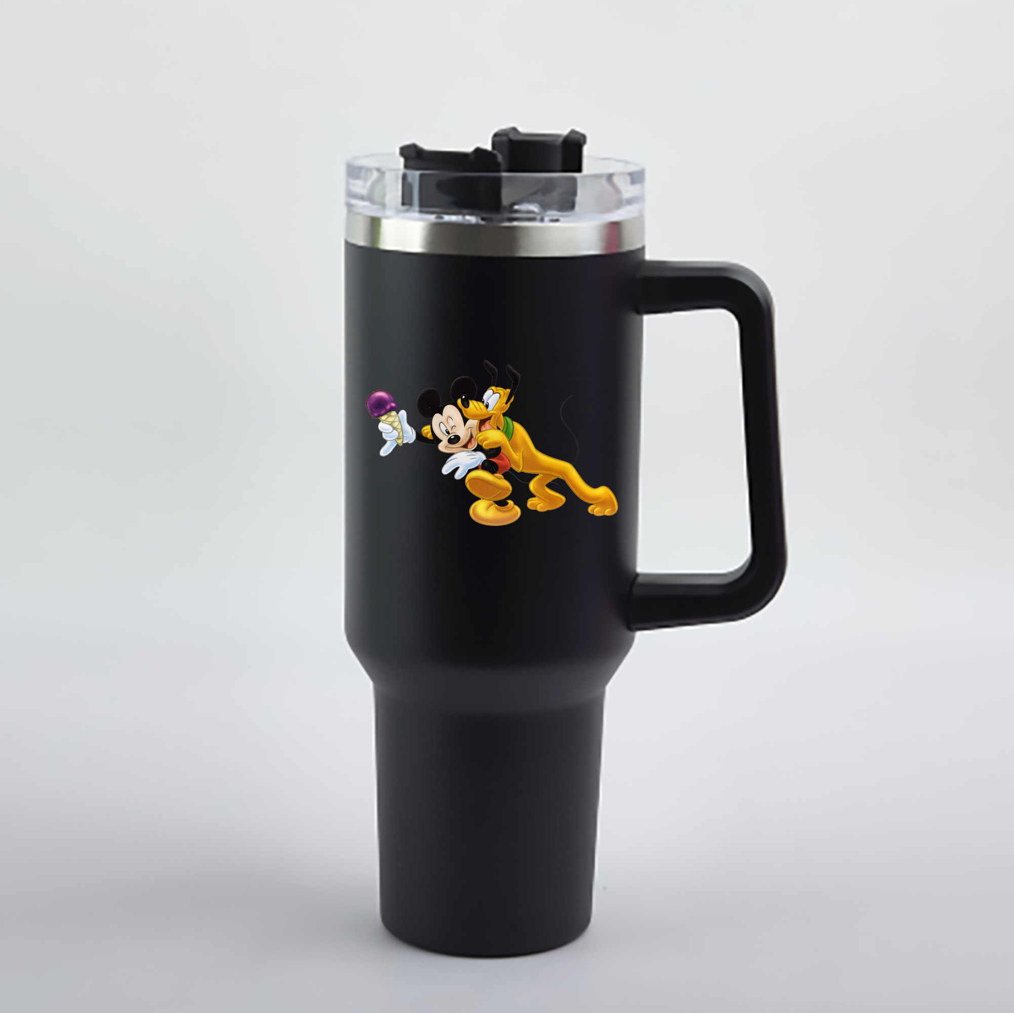 ミッキーマウス Mickey Mouse 1200mL車用タンブラー - クリスタルステッカー（プラスチックストロー付き）
