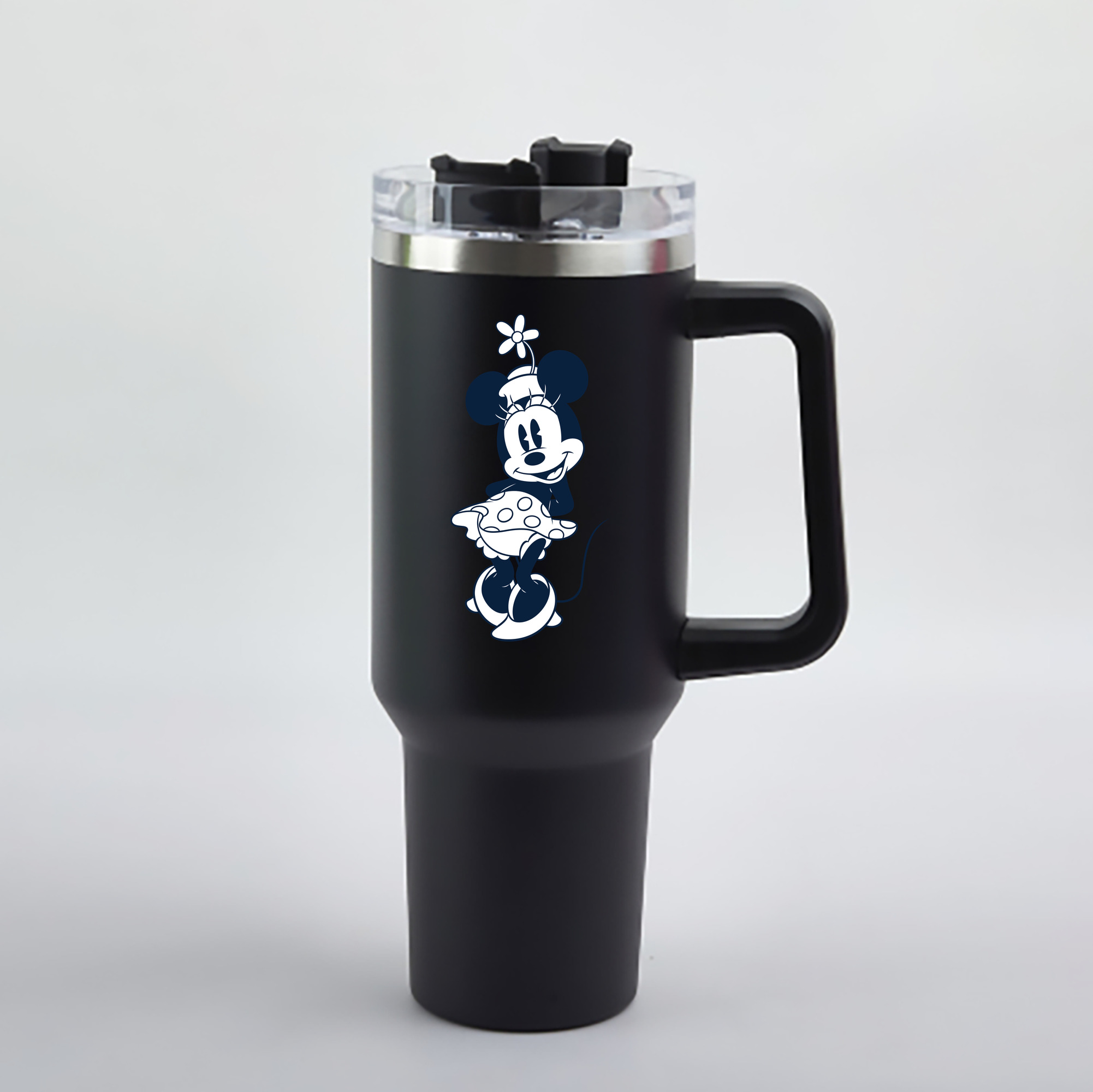 （画像用） ミッキーマウス Mickey Mouse 1200mL車用タンブラー - クリスタルステッカー（プラスチックストロー付き）