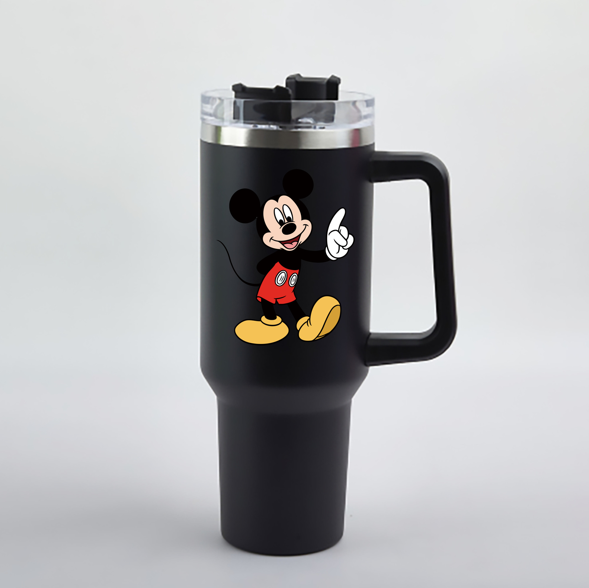 （画像用） ミッキーマウス Mickey Mouse 1200mL車用タンブラー - クリスタルステッカー（プラスチックストロー付き）