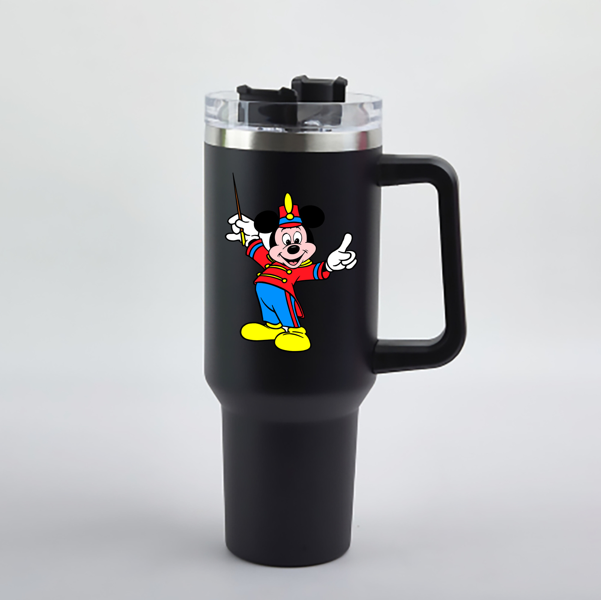 （画像用） ミッキーマウス Mickey Mouse 1200mL車用タンブラー - クリスタルステッカー（プラスチックストロー付き）