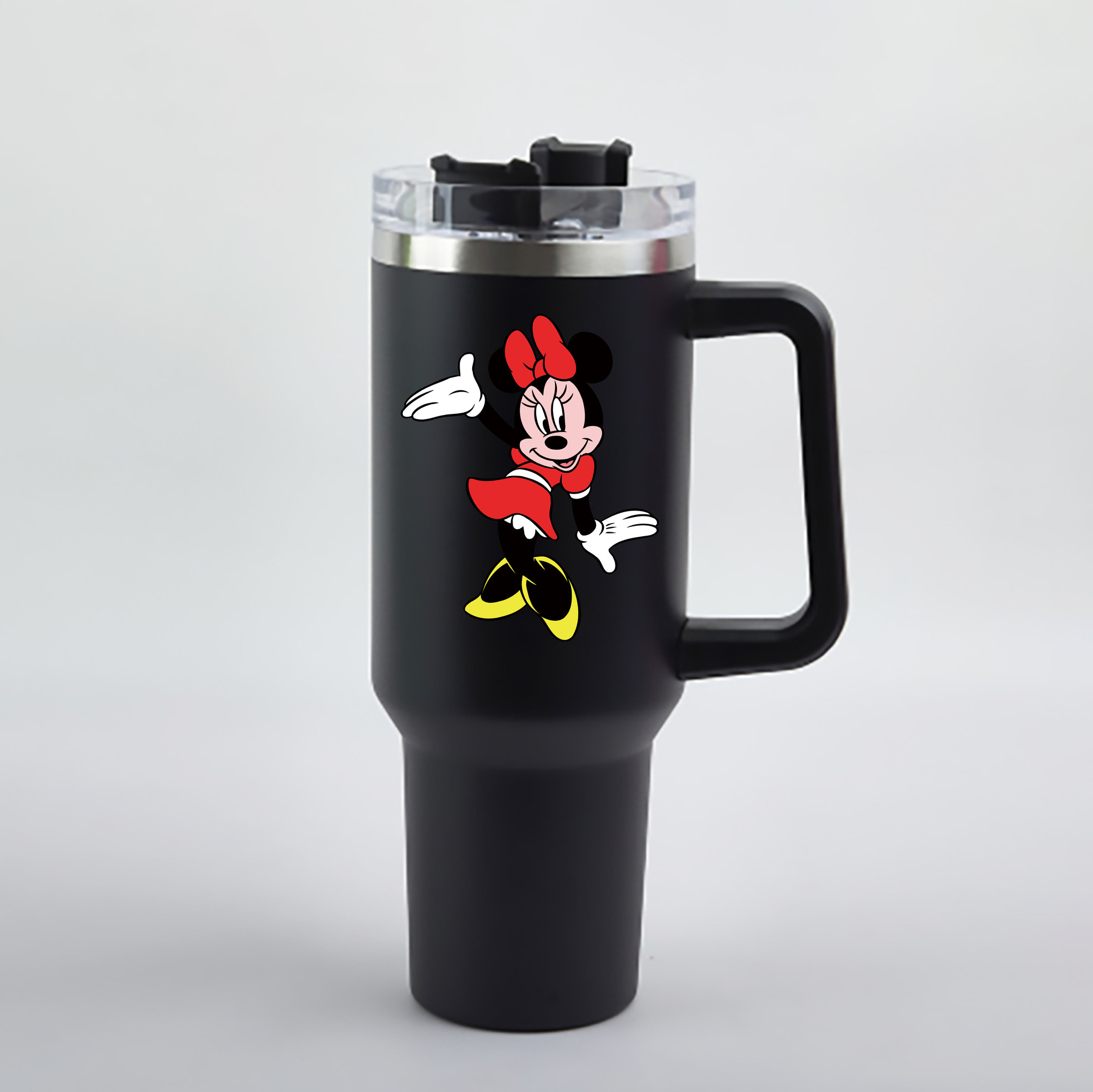 （画像用） ミッキーマウス Mickey Mouse 1200mL車用タンブラー - クリスタルステッカー（プラスチックストロー付き）