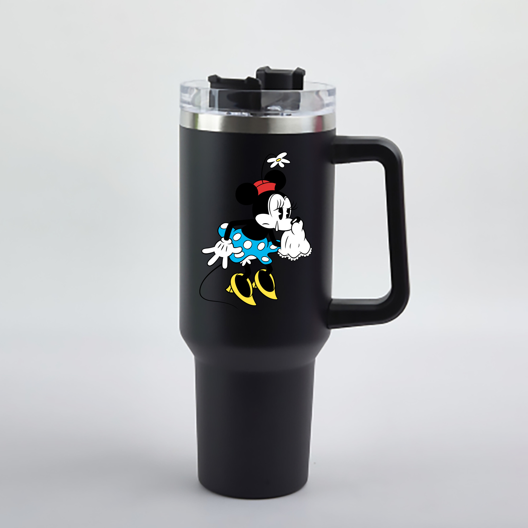 ミッキーマウス Mickey Mouse 1200mL車用タンブラー - クリスタルステッカー（プラスチックストロー付き）