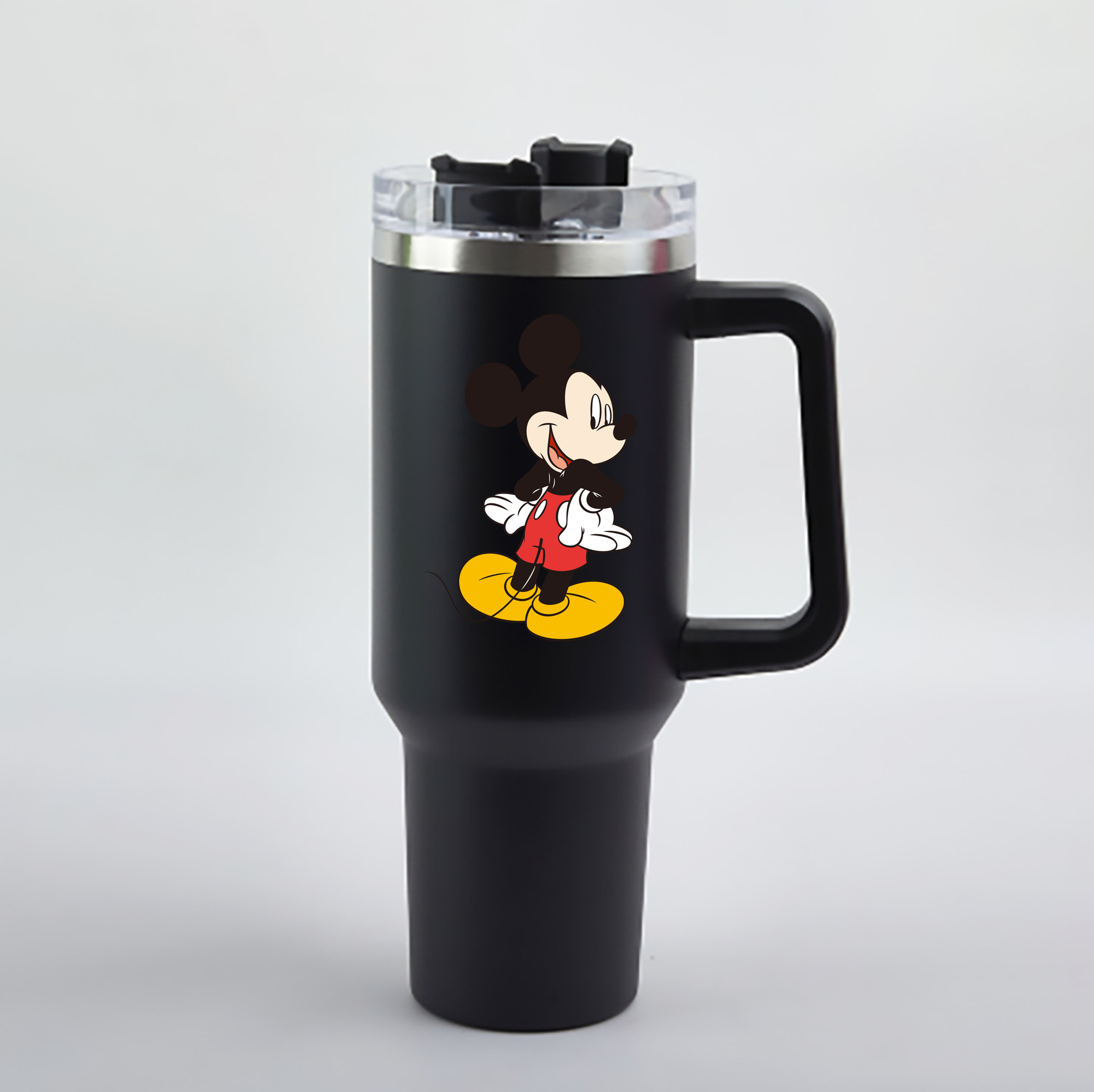（画像用） ミッキーマウス Mickey Mouse 1200mL車用タンブラー - クリスタルステッカー（プラスチックストロー付き）