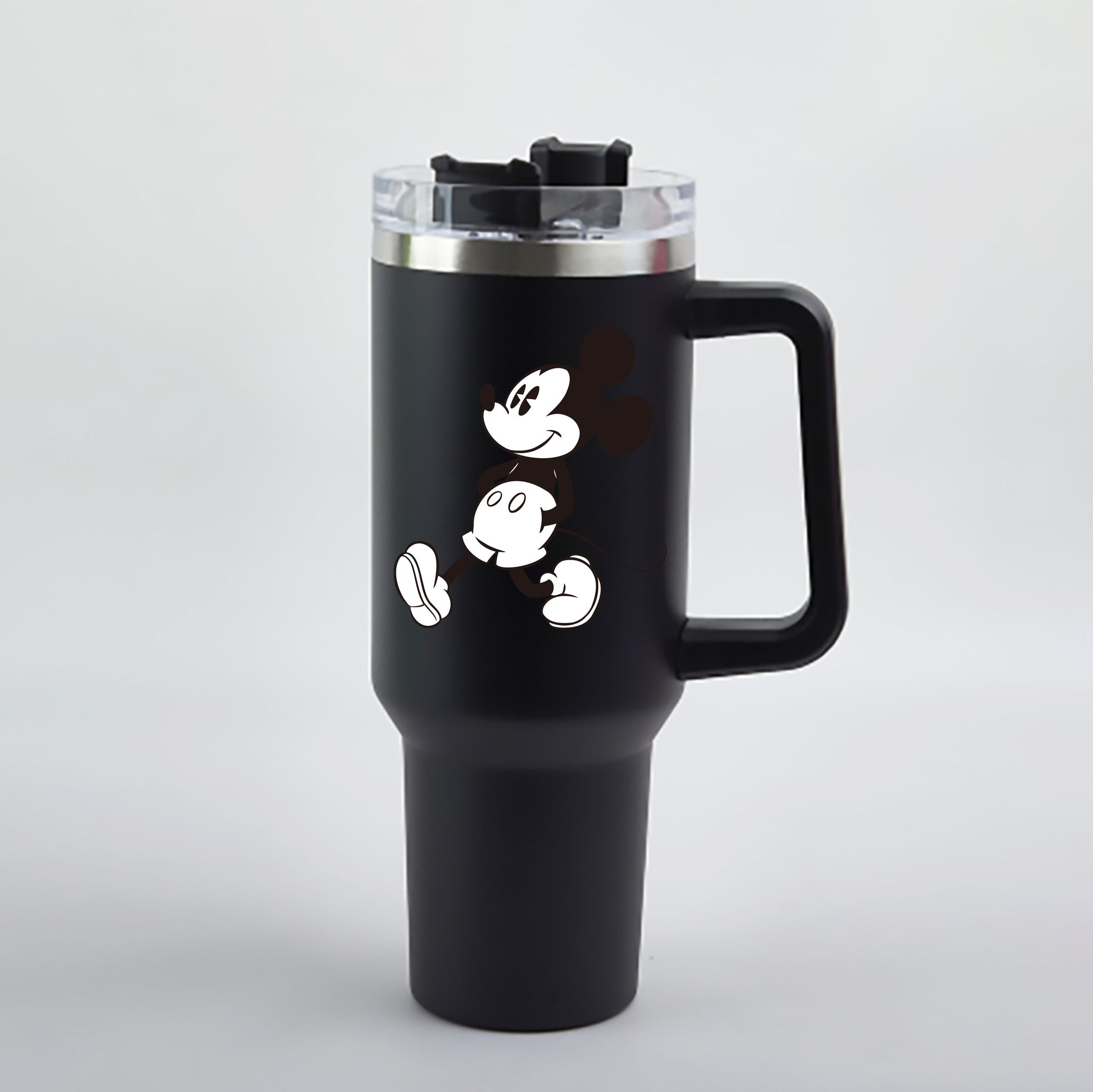 （画像用） ミッキーマウス Mickey Mouse 1200mL車用タンブラー - クリスタルステッカー（プラスチックストロー付き）