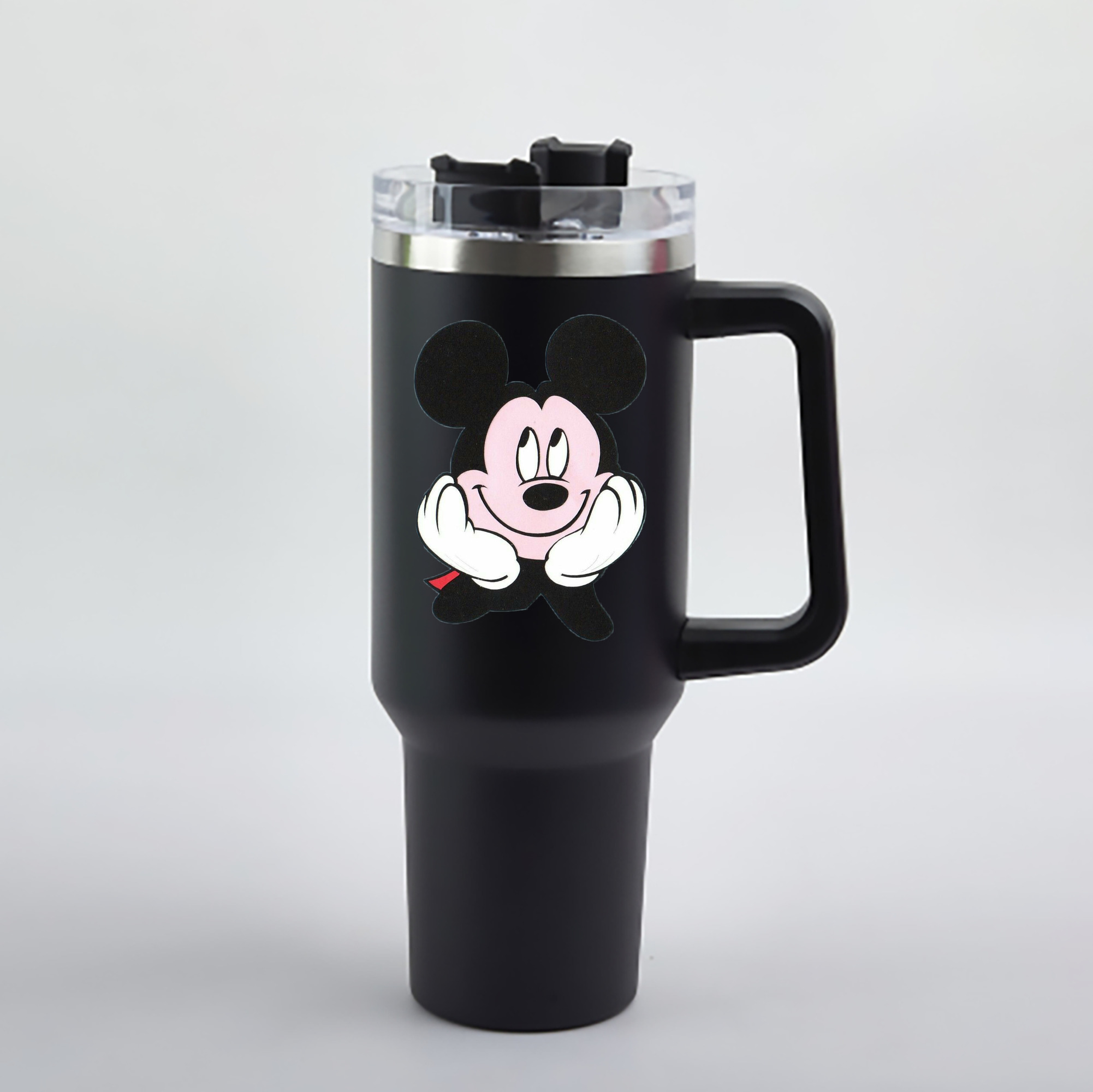 （画像用） ミッキーマウス Mickey Mouse 1200mL車用タンブラー - クリスタルステッカー（プラスチックストロー付き）