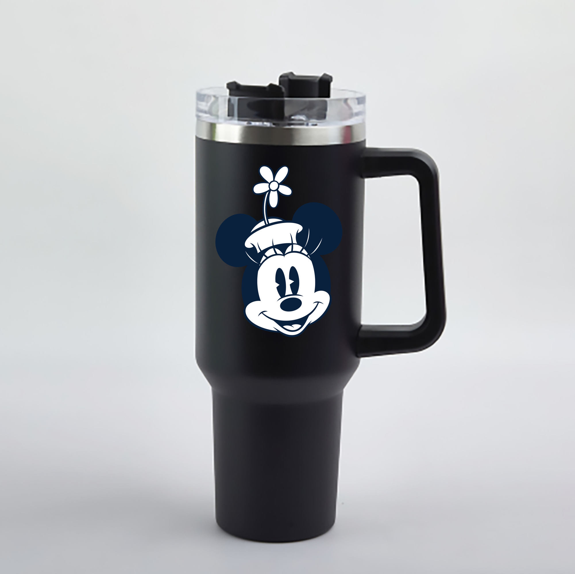 （画像用） ミッキーマウス Mickey Mouse 1200mL車用タンブラー - クリスタルステッカー（プラスチックストロー付き）