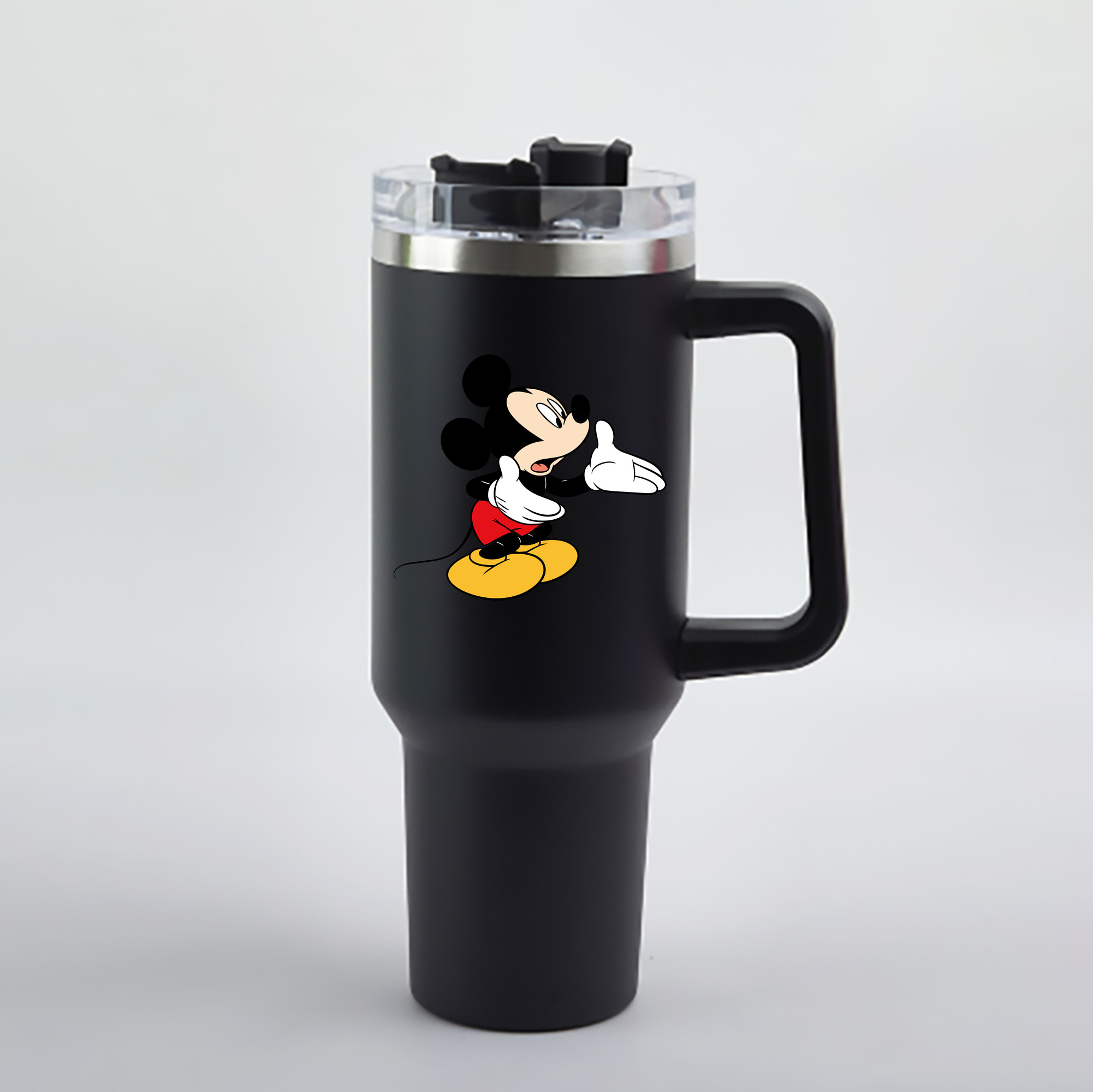 （画像用） ミッキーマウス Mickey Mouse 1200mL車用タンブラー - クリスタルステッカー（プラスチックストロー付き）